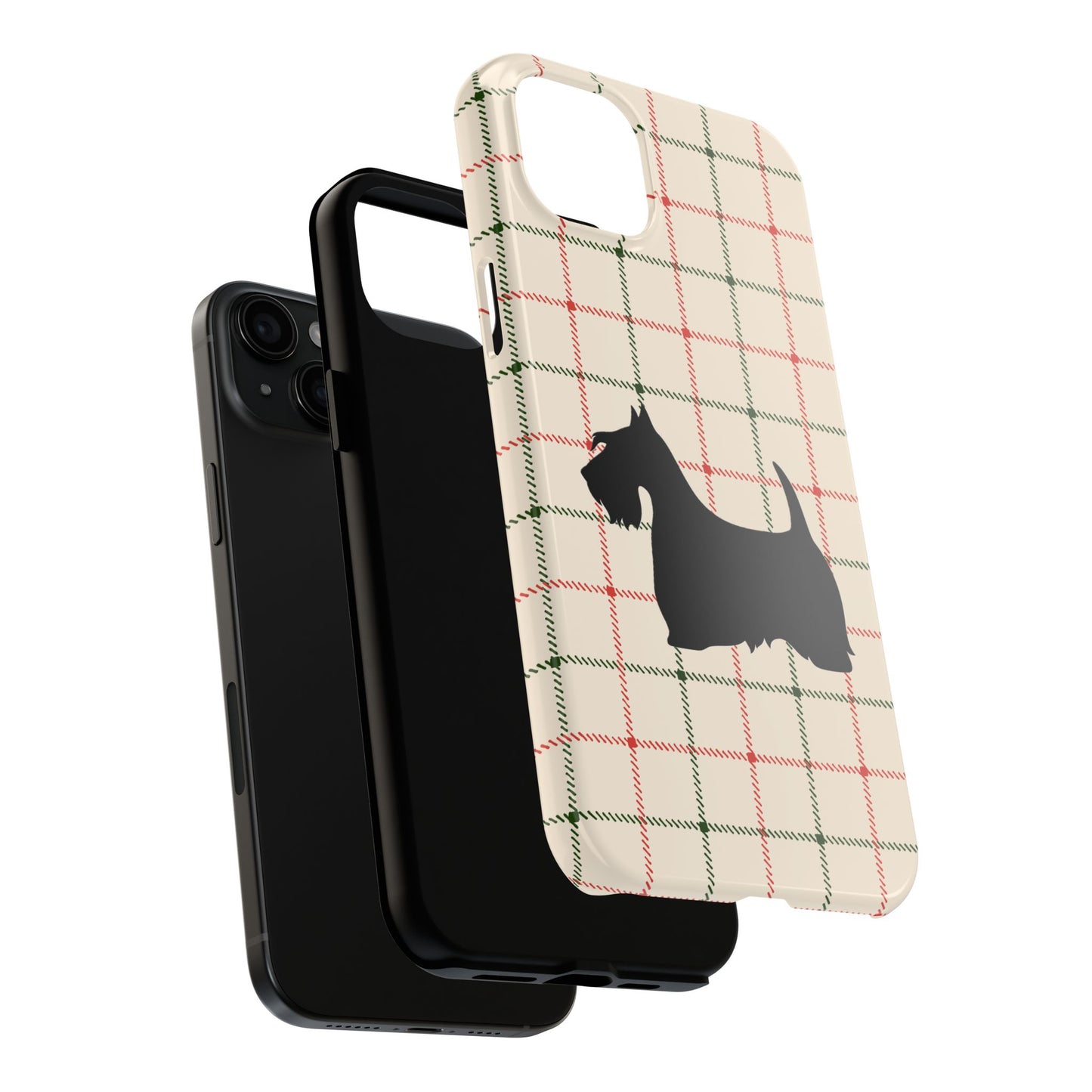 Scottish Terrier Phone Case, Tough Cases, Scottie Dog Phone Cover, Gift for Dog Lovers, Plaid Design