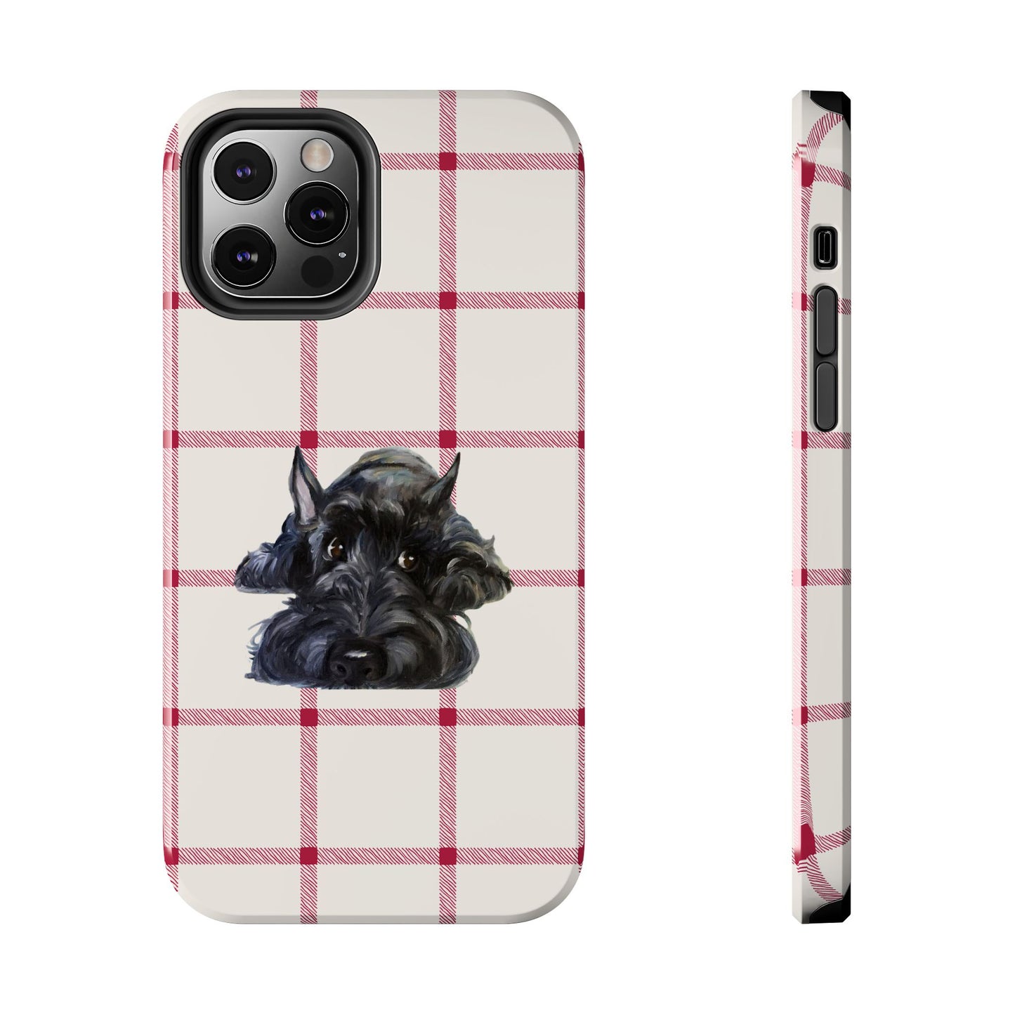 Scottish Terrier Phone Case, Tough Cases, Scottie Dog Phone Cover, Gift for Dog Lovers, Plaid Design