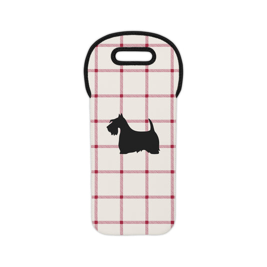 Plaid Wine Tote or Gift Bag with Scottish Terrier Design