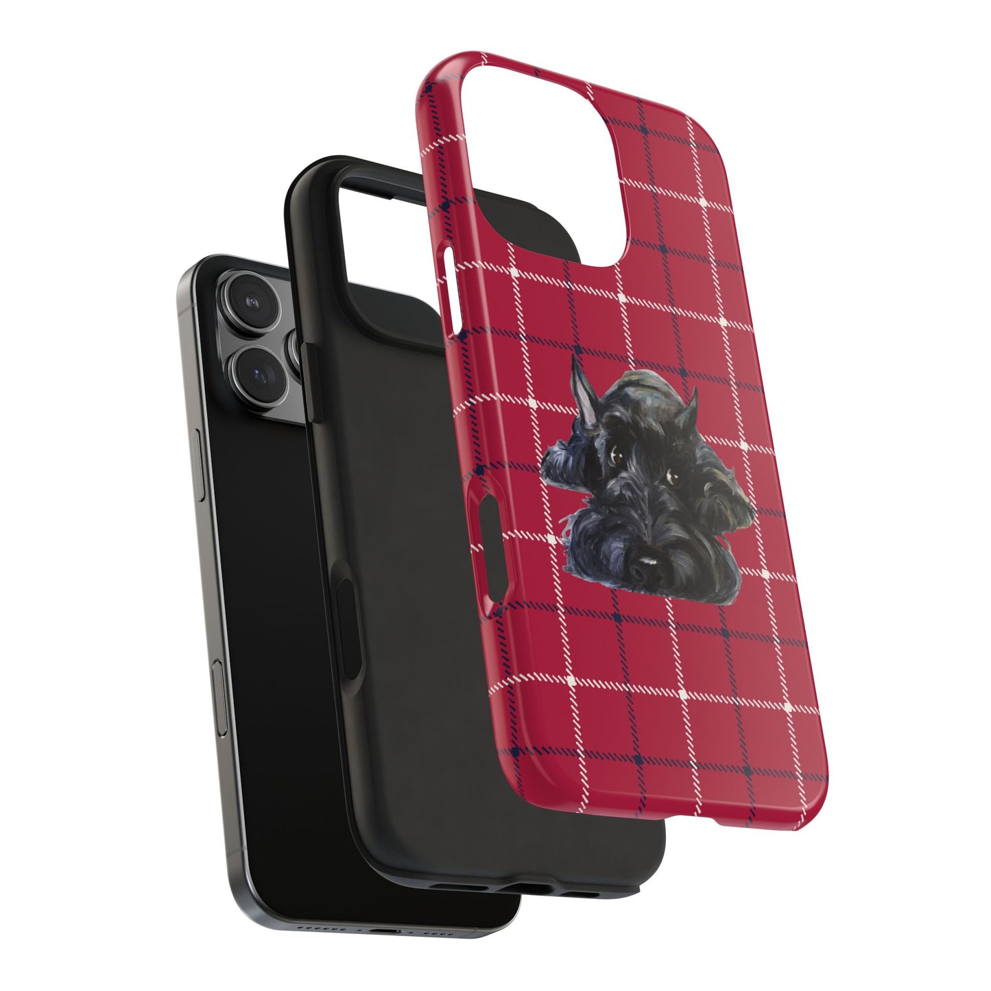 Scottish Terrier Phone Case, Tough Cases, Scottie Dog Phone Cover, Gift for Dog Lovers, Plaid Design
