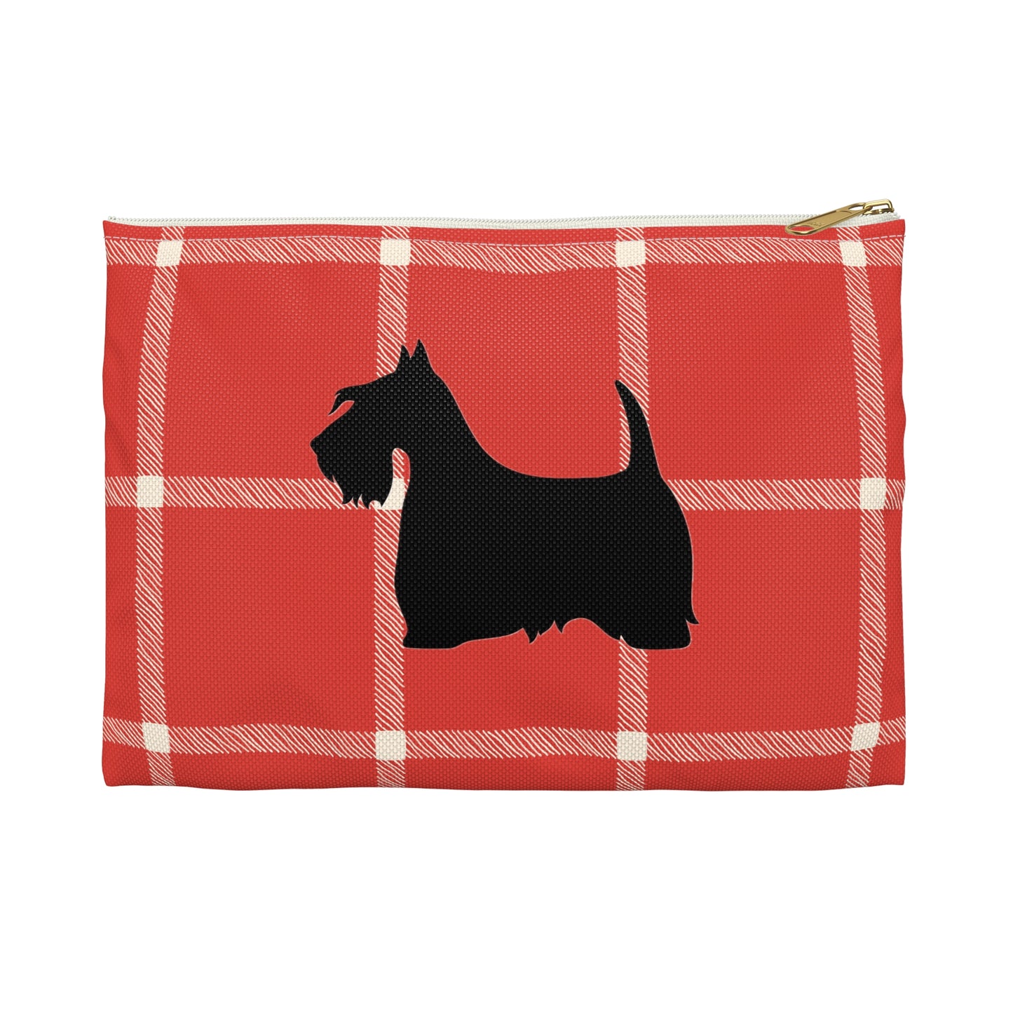 Scottish Terrier Accessory Pouch, Pet Lover Gift, Dog Travel Bag, Stylish Makeup Case, Plaid Organizer