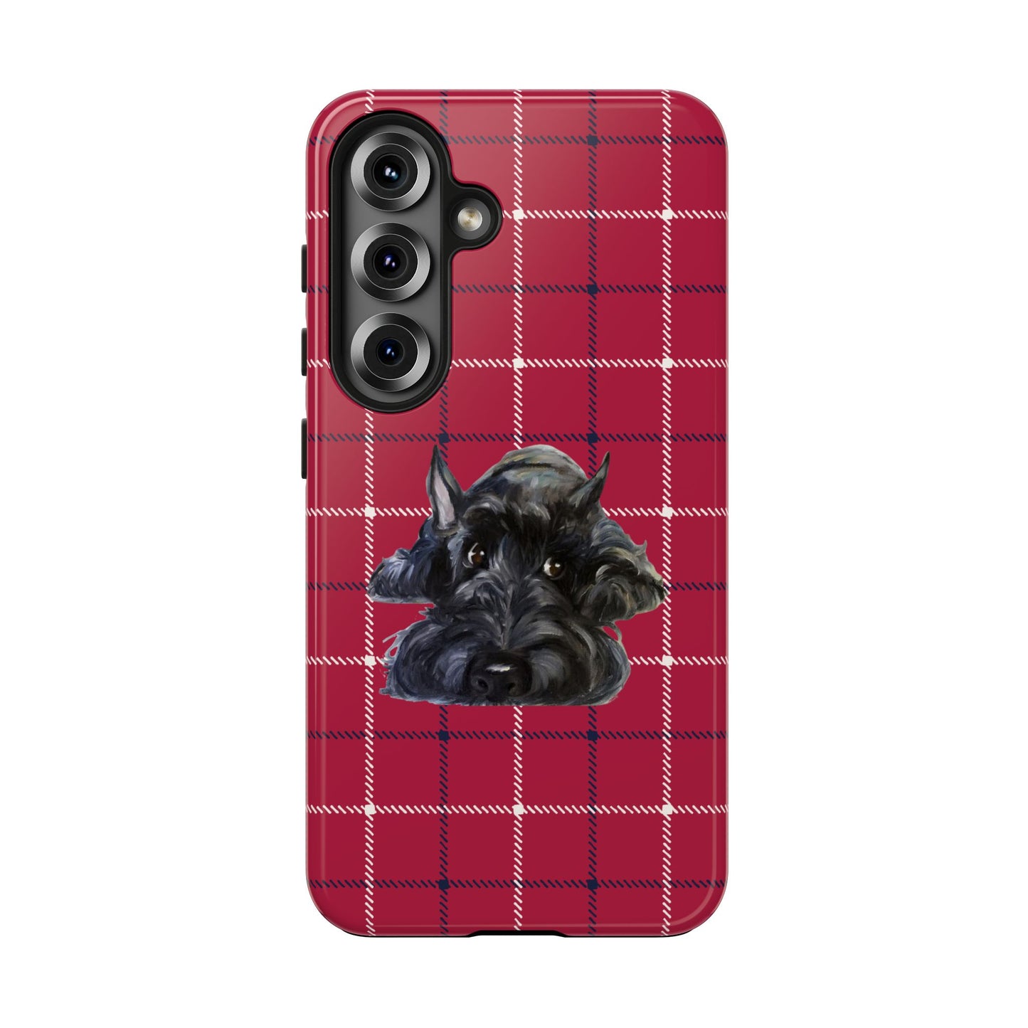 Scottish Terrier Phone Case, Tough Cases, Scottie Dog Phone Cover, Gift for Dog Lovers, Plaid Design