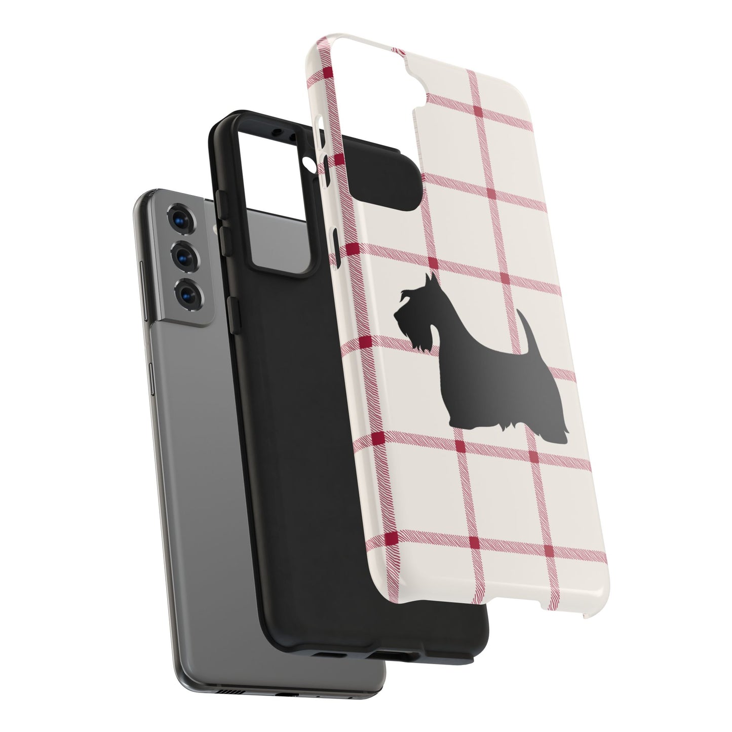 Scottish Terrier Phone Case, Tough Cases, Scottie Dog Phone Cover, Gift for Dog Lovers, Plaid Design