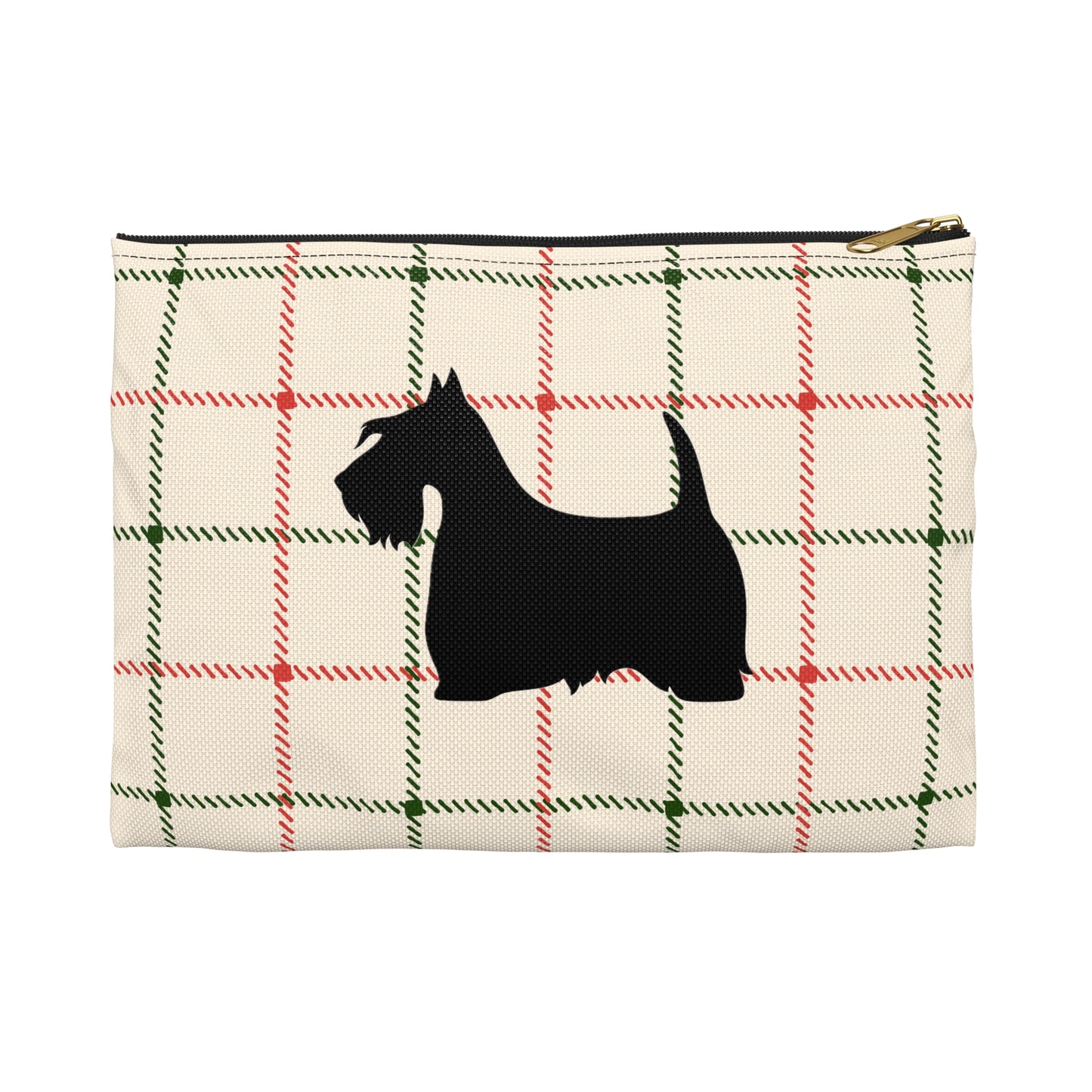 Scottish Terrier Accessory Pouch, Pet Lover Gift, Dog Travel Bag, Stylish Makeup Case, Plaid Organizer