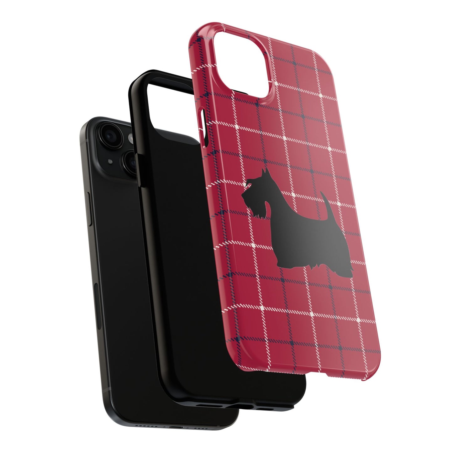 Scottish Terrier Phone Case, Tough Cases, Scottie Dog Phone Cover, Gift for Dog Lovers, Plaid Design