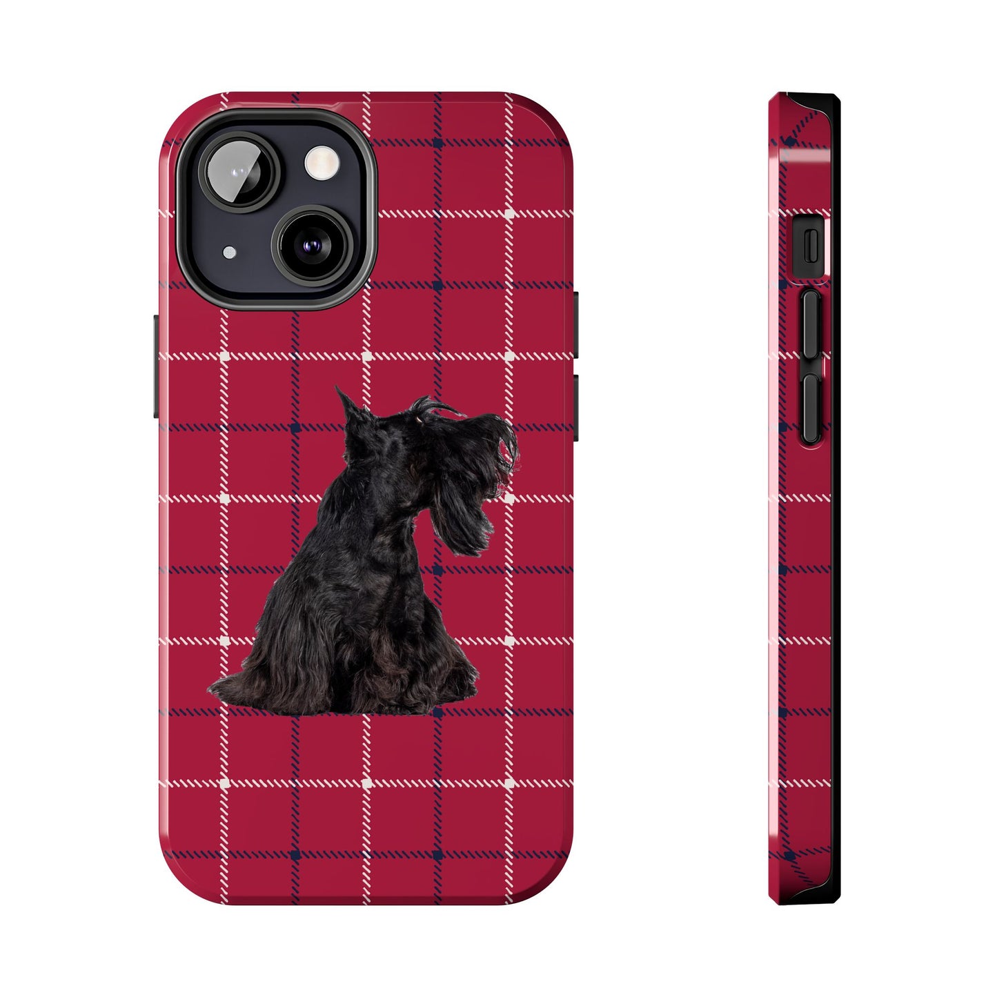 Scottish Terrier Phone Case, Tough Cases, Scottie Dog Phone Cover, Gift for Dog Lovers, Plaid Design