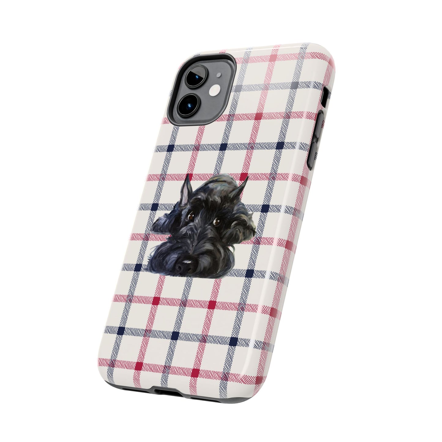 Scottish Terrier Phone Case, Tough Cases, Scottie Dog Phone Cover, Gift for Dog Lovers, Plaid Design