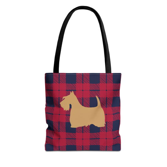 Plaid Scottish Terrier Tote Bag, Stylish Carryall for Pet Lovers, Perfect for Shopping, Beach Days, Teachers, Gifts, All-Occasion Bag