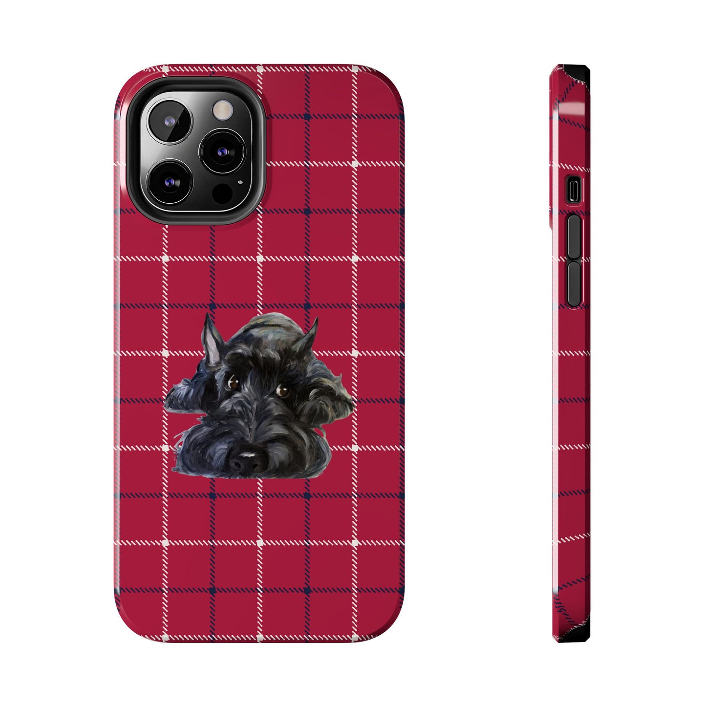 Scottish Terrier Phone Case, Tough Cases, Scottie Dog Phone Cover, Gift for Dog Lovers, Plaid Design