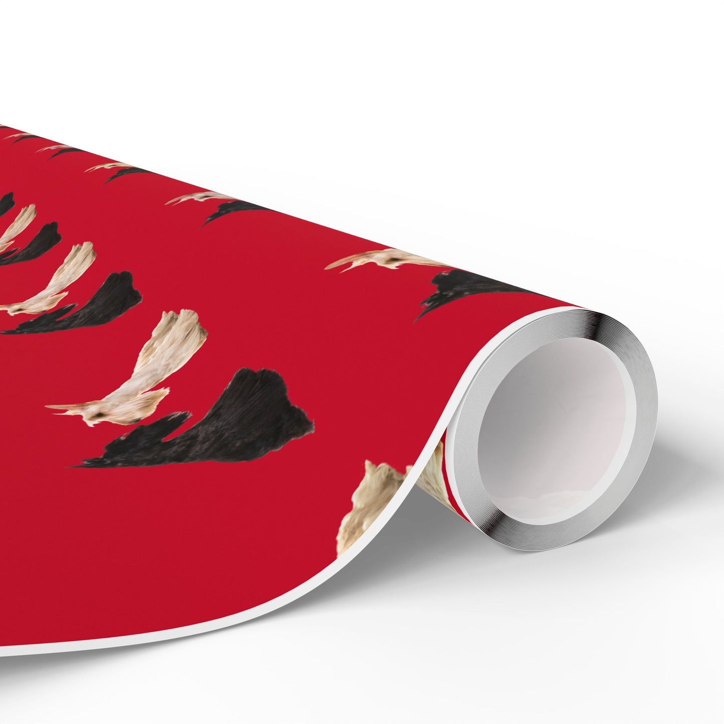 Festive Black and White Scottish Terrier Wrapping Paper for Gift Giving, Holiday, Birthday, Party, Pet Lovers, Cute Dog Design, Red Background