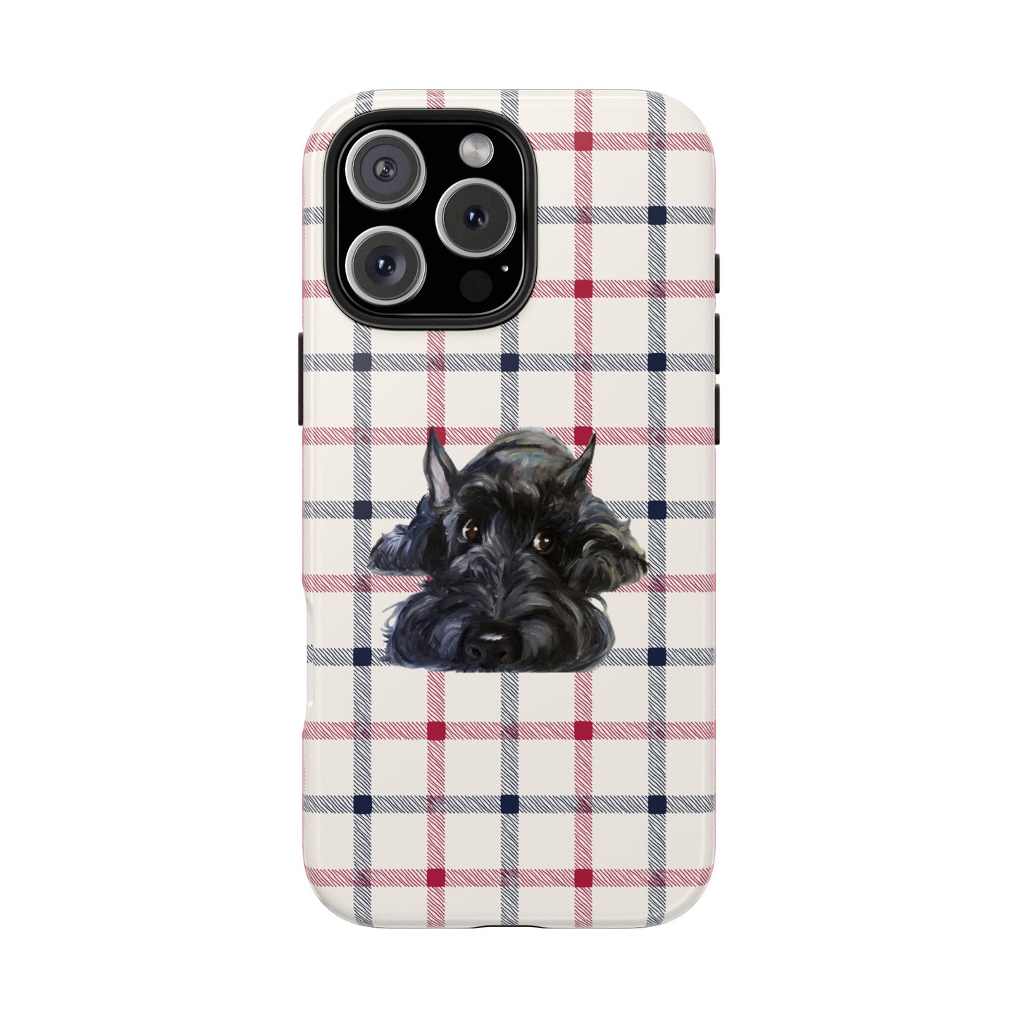 Scottish Terrier Phone Case, Tough Cases, Scottie Dog Phone Cover, Gift for Dog Lovers, Plaid Design