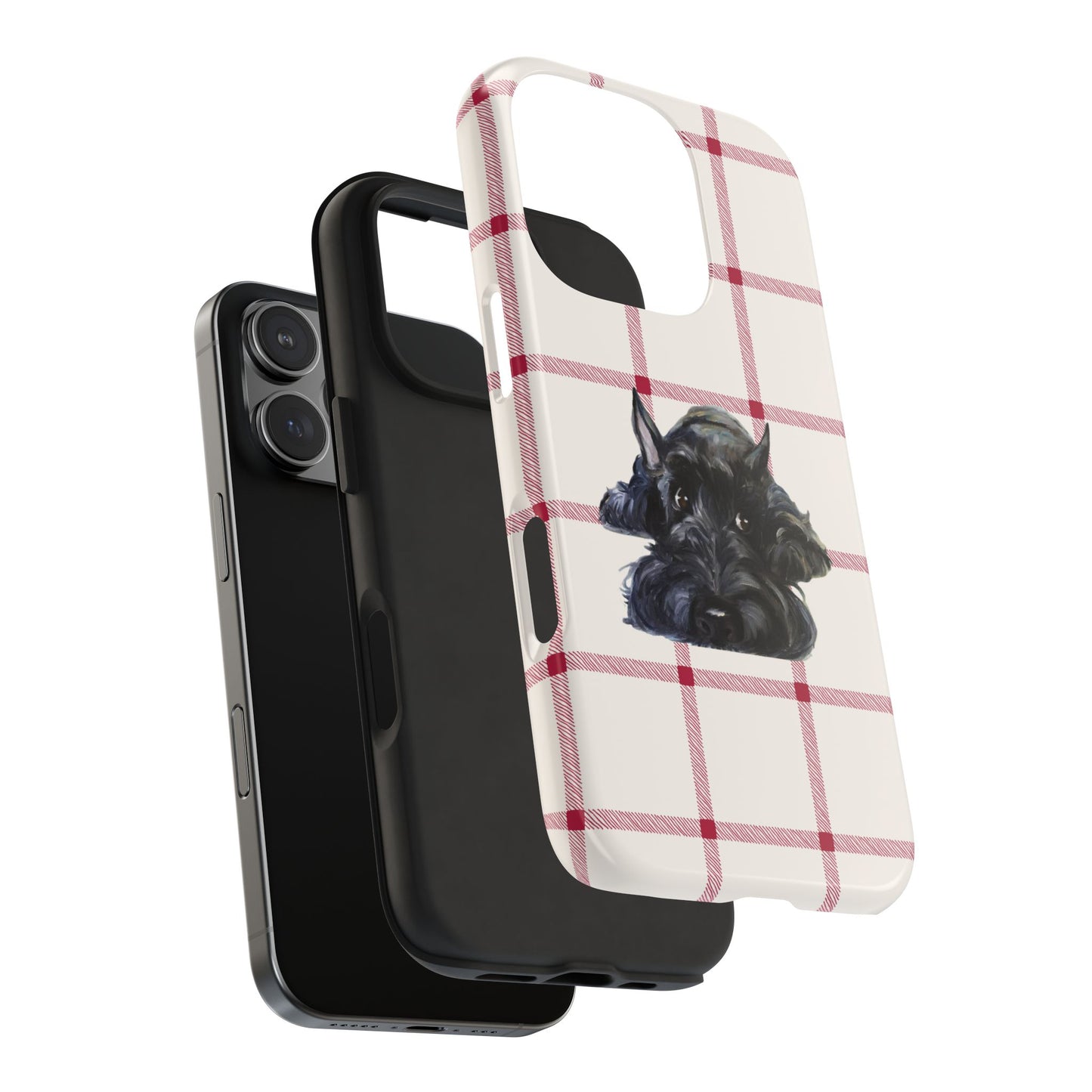 Scottish Terrier Phone Case, Tough Cases, Scottie Dog Phone Cover, Gift for Dog Lovers, Plaid Design