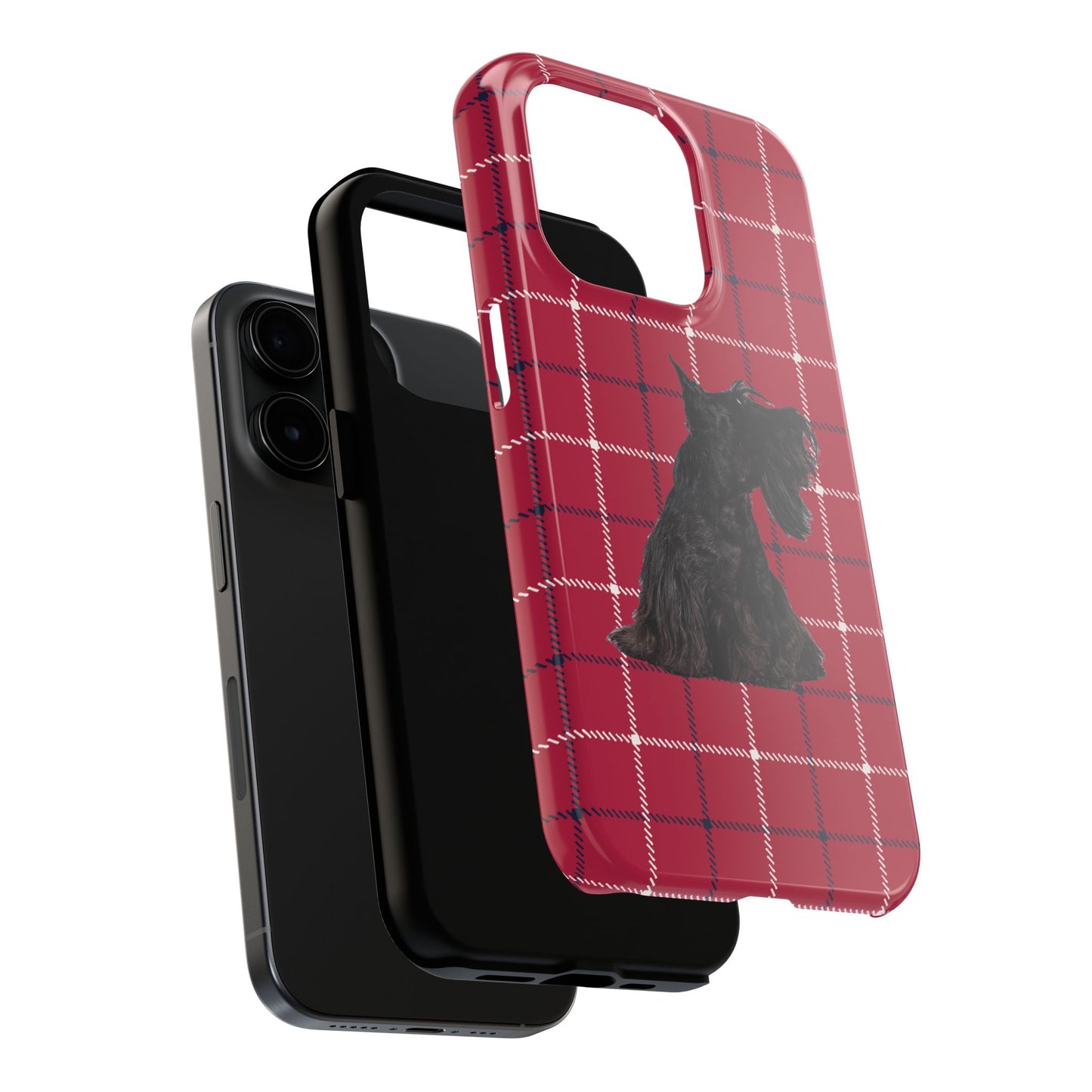Scottish Terrier Phone Case, Tough Cases, Scottie Dog Phone Cover, Gift for Dog Lovers, Plaid Design