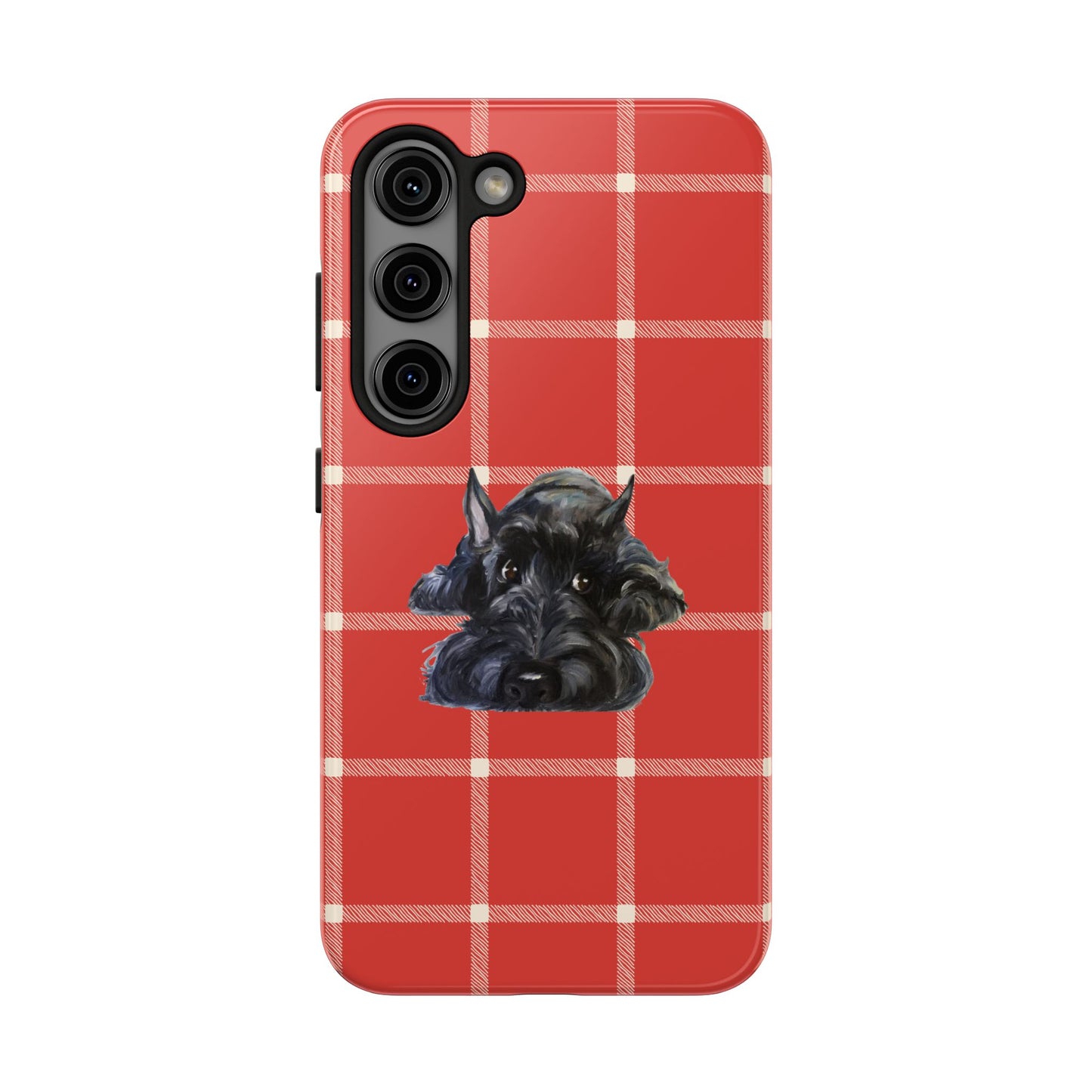 Scottish Terrier Phone Case, Tough Cases, Scottie Dog Phone Cover, Gift for Dog Lovers, Plaid Design