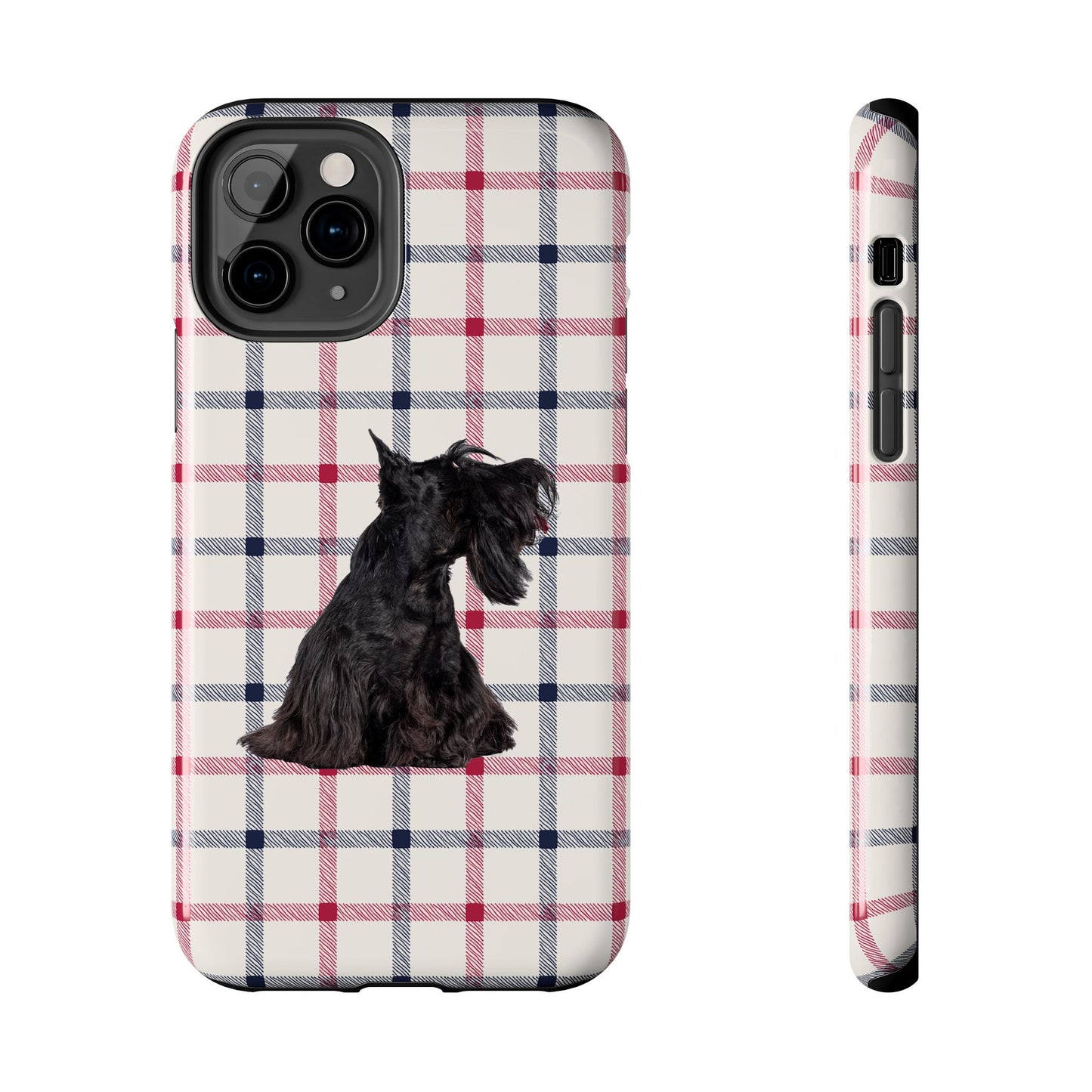 Scottish Terrier Phone Case, Tough Cases, Scottie Dog Phone Cover, Gift for Dog Lovers, Plaid Design