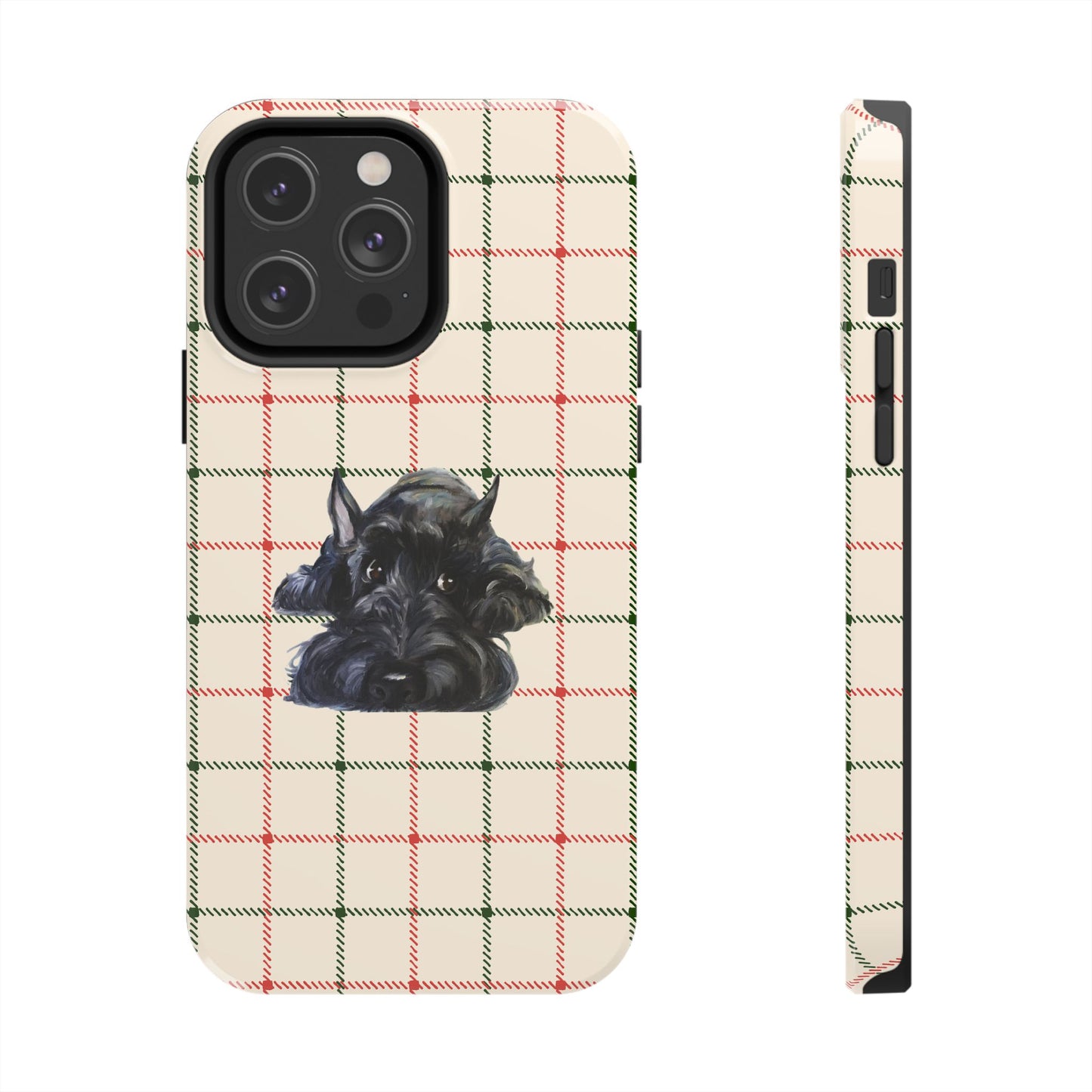 Scottish Terrier Phone Case, Tough Cases, Scottie Dog Phone Cover, Gift for Dog Lovers, Plaid Design