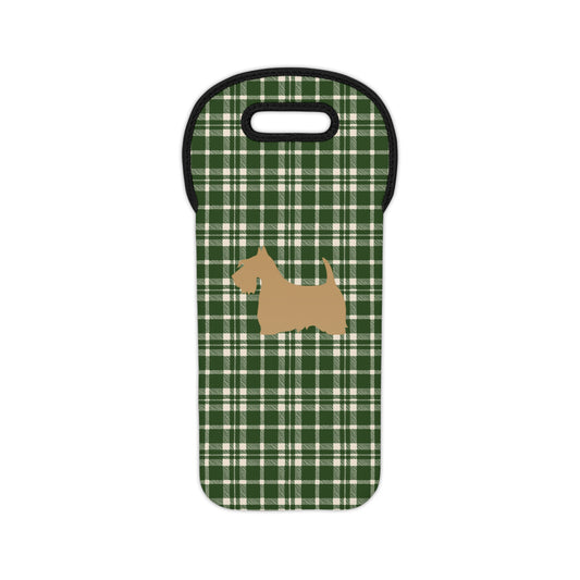 Plaid Wine Tote or Gift Bag with Scottish Terrier Design