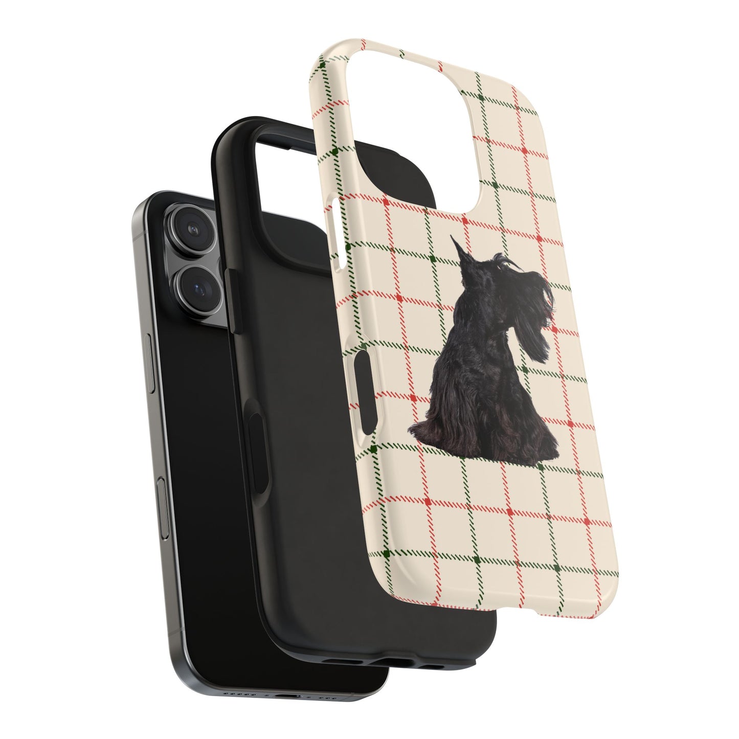 Scottish Terrier Phone Case, Tough Cases, Scottie Dog Phone Cover, Gift for Dog Lovers, Plaid Design