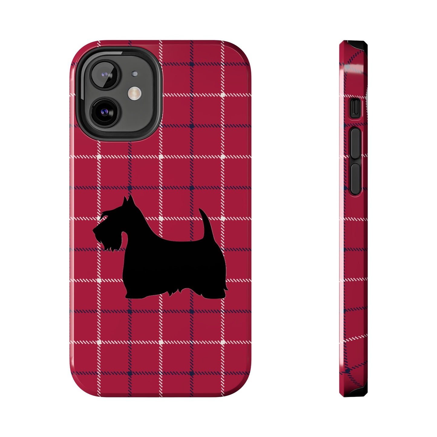 Scottish Terrier Phone Case, Tough Cases, Scottie Dog Phone Cover, Gift for Dog Lovers, Plaid Design