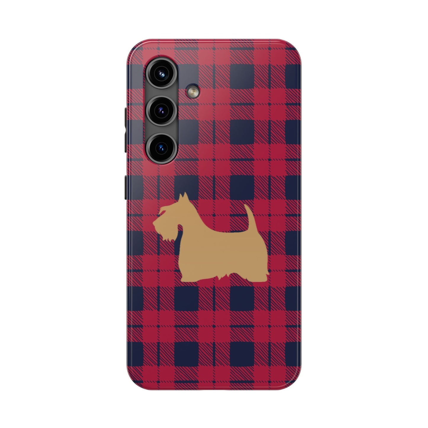 Scottish Terrier Phone Case, Tough Cases, Scottie Dog Phone Cover, Gift for Dog Lovers, Plaid Design
