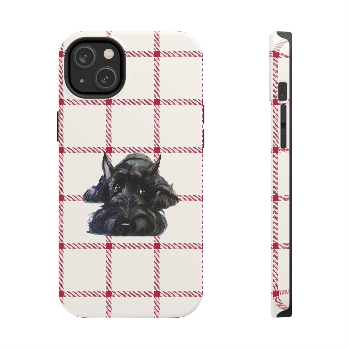 Scottish Terrier Phone Case, Tough Cases, Scottie Dog Phone Cover, Gift for Dog Lovers, Plaid Design