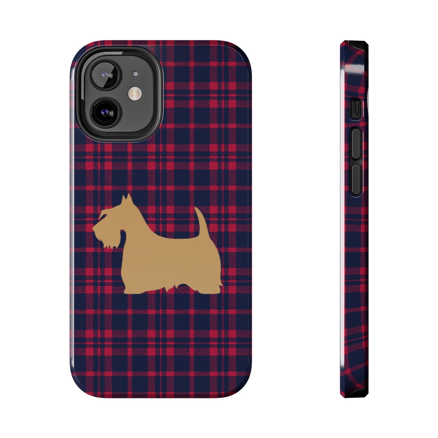 Scottish Terrier Phone Case, Tough Cases, Scottie Dog Phone Cover, Gift for Dog Lovers, Plaid Design