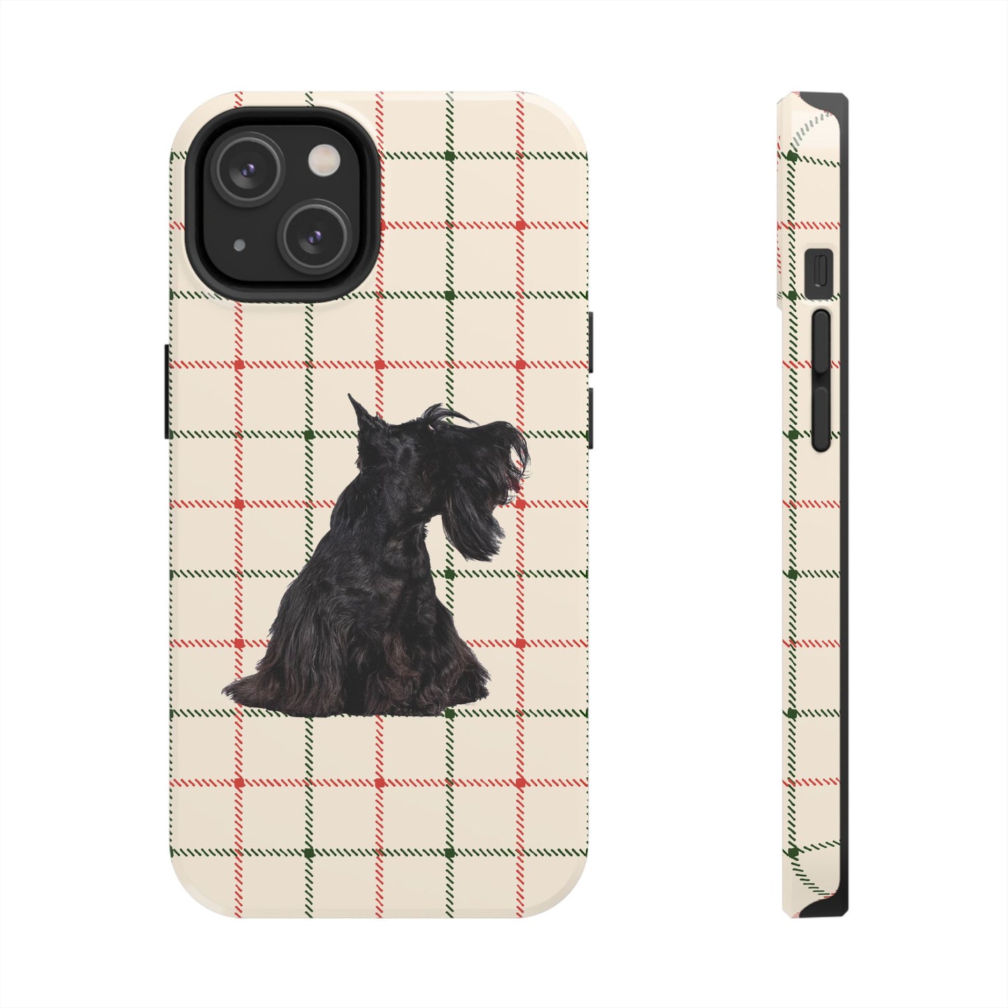 Scottish Terrier Phone Case, Tough Cases, Scottie Dog Phone Cover, Gift for Dog Lovers, Plaid Design