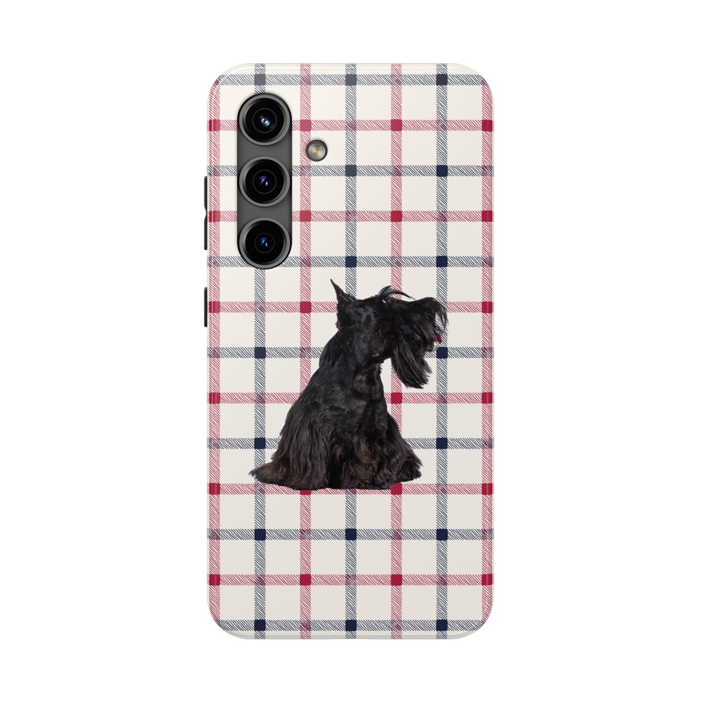 Scottish Terrier Phone Case, Tough Cases, Scottie Dog Phone Cover, Gift for Dog Lovers, Plaid Design