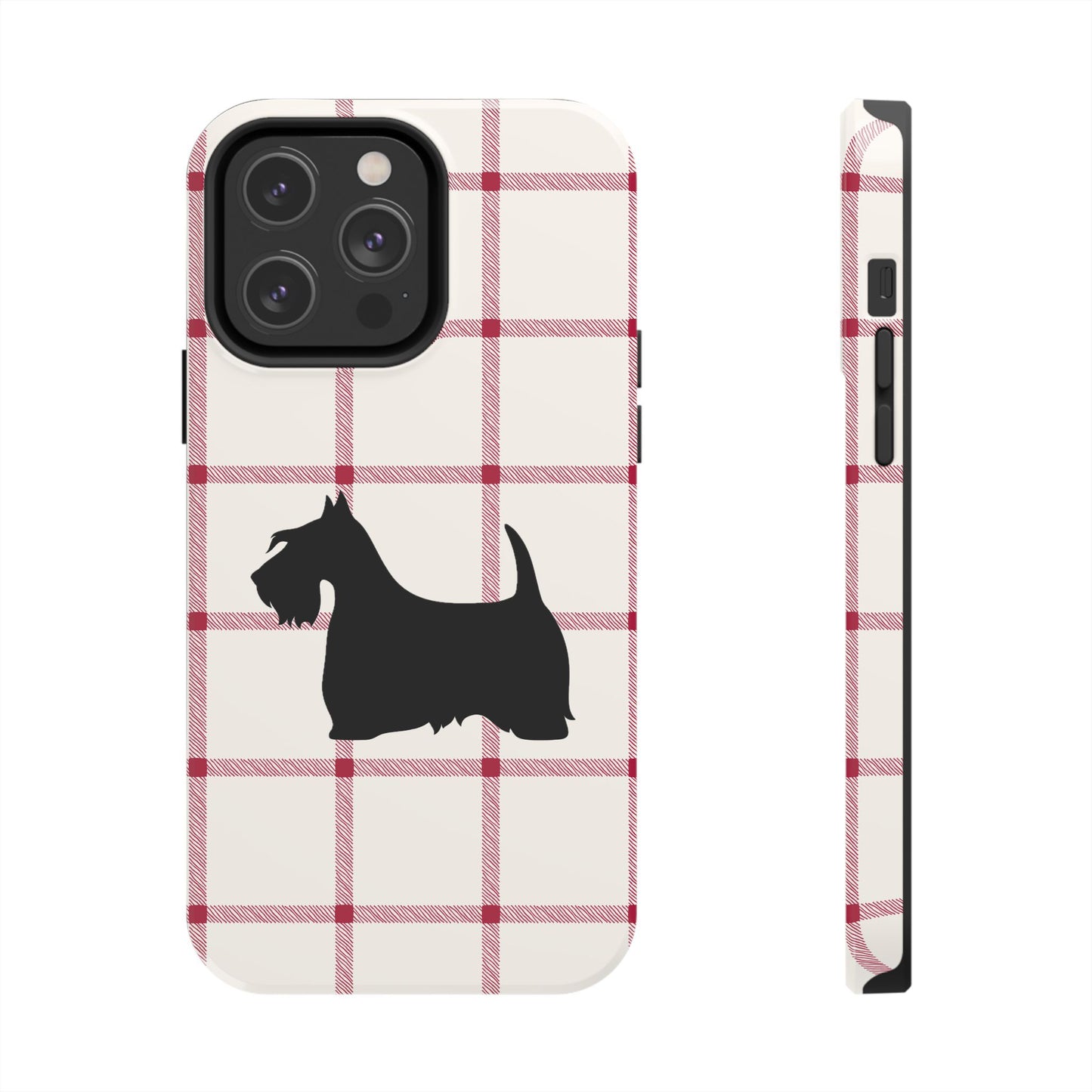 Scottish Terrier Phone Case, Tough Cases, Scottie Dog Phone Cover, Gift for Dog Lovers, Plaid Design