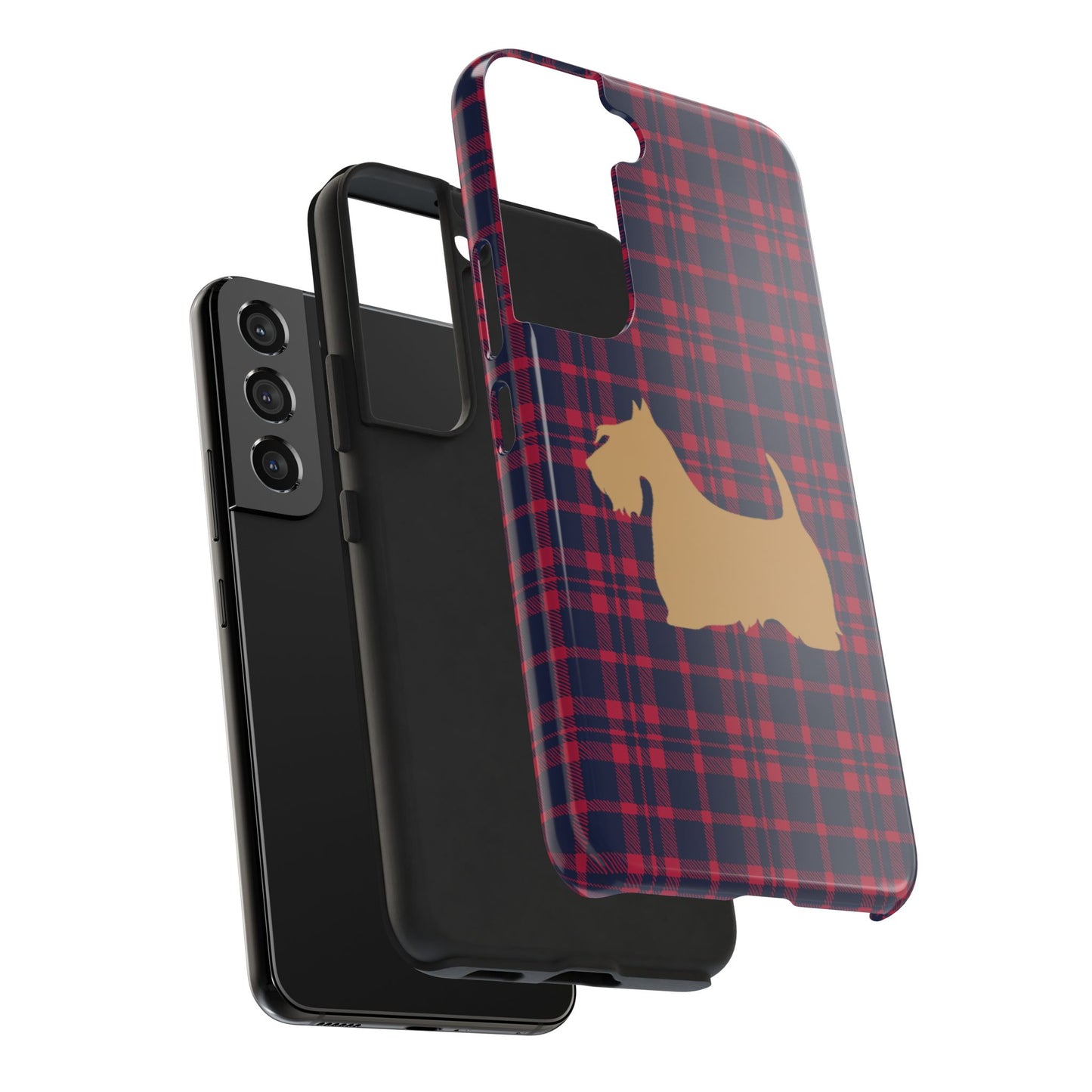 Scottish Terrier Phone Case, Tough Cases, Scottie Dog Phone Cover, Gift for Dog Lovers, Plaid Design