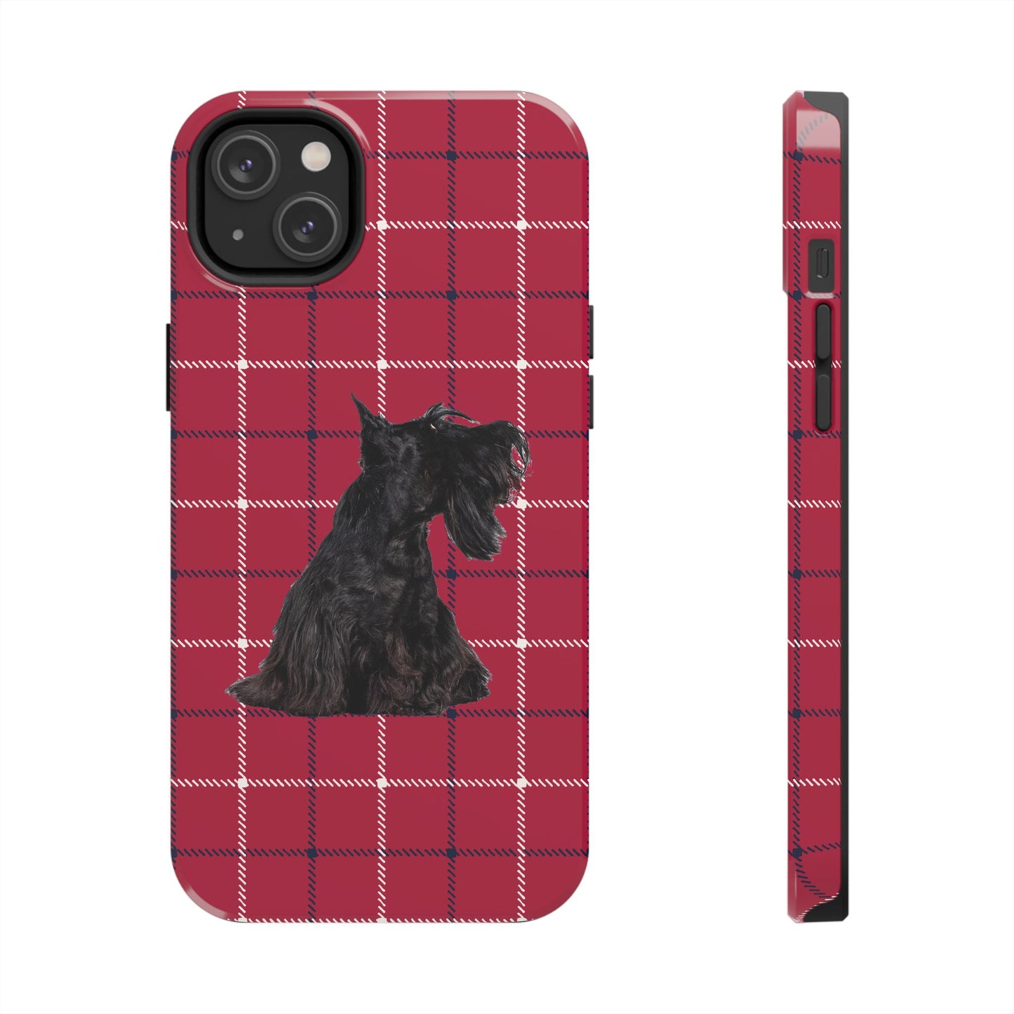 Scottish Terrier Phone Case, Tough Cases, Scottie Dog Phone Cover, Gift for Dog Lovers, Plaid Design
