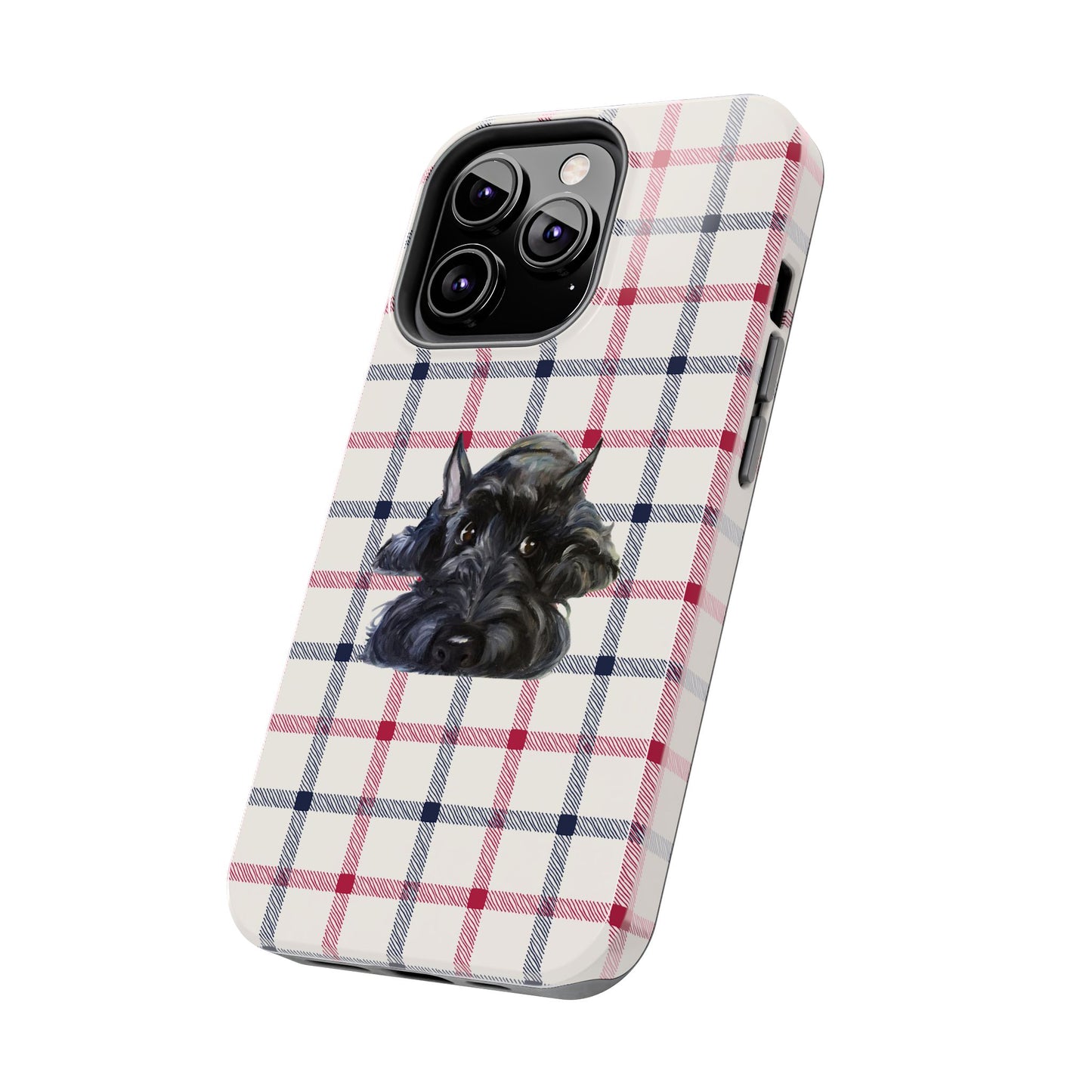 Scottish Terrier Phone Case, Tough Cases, Scottie Dog Phone Cover, Gift for Dog Lovers, Plaid Design