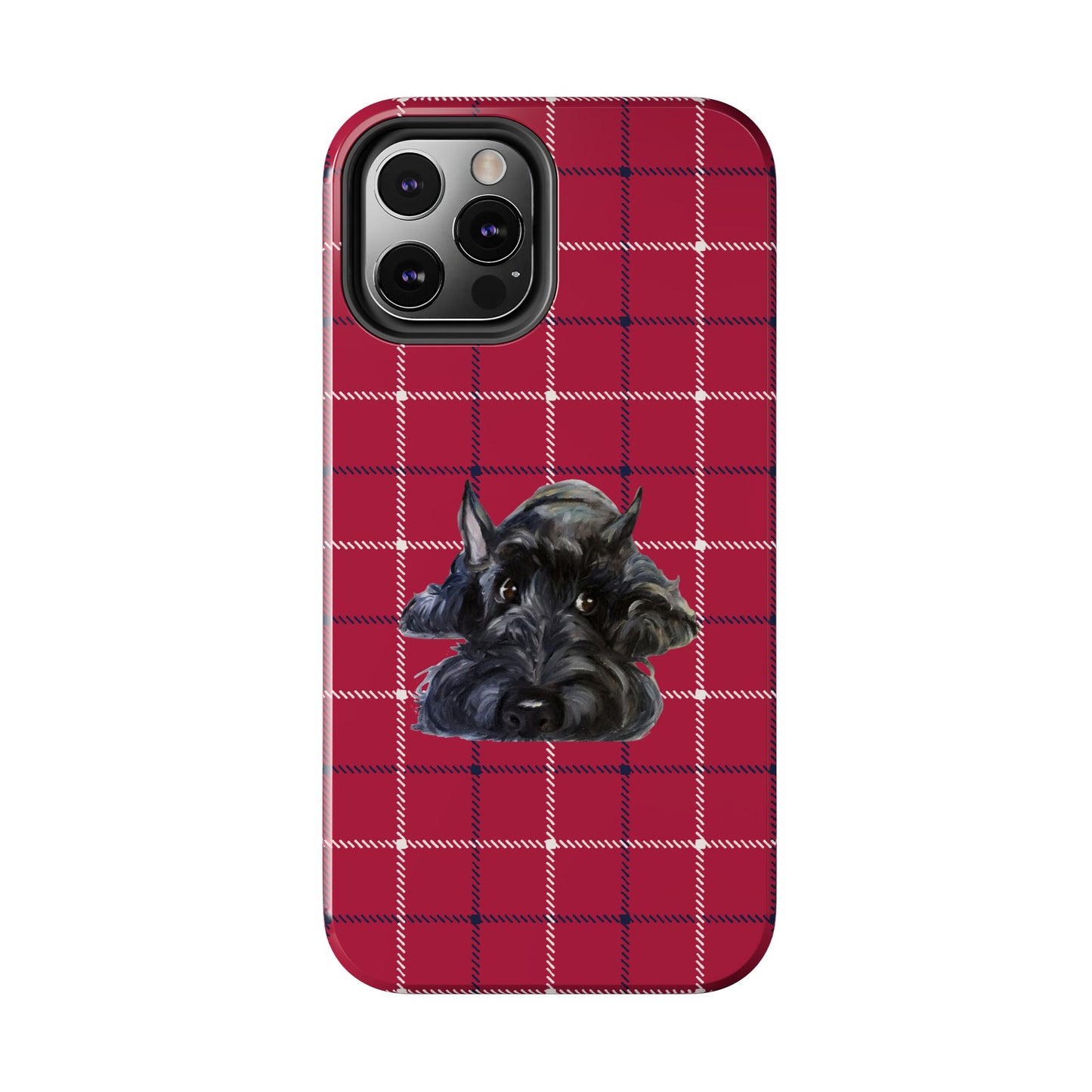 Scottish Terrier Phone Case, Tough Cases, Scottie Dog Phone Cover, Gift for Dog Lovers, Plaid Design