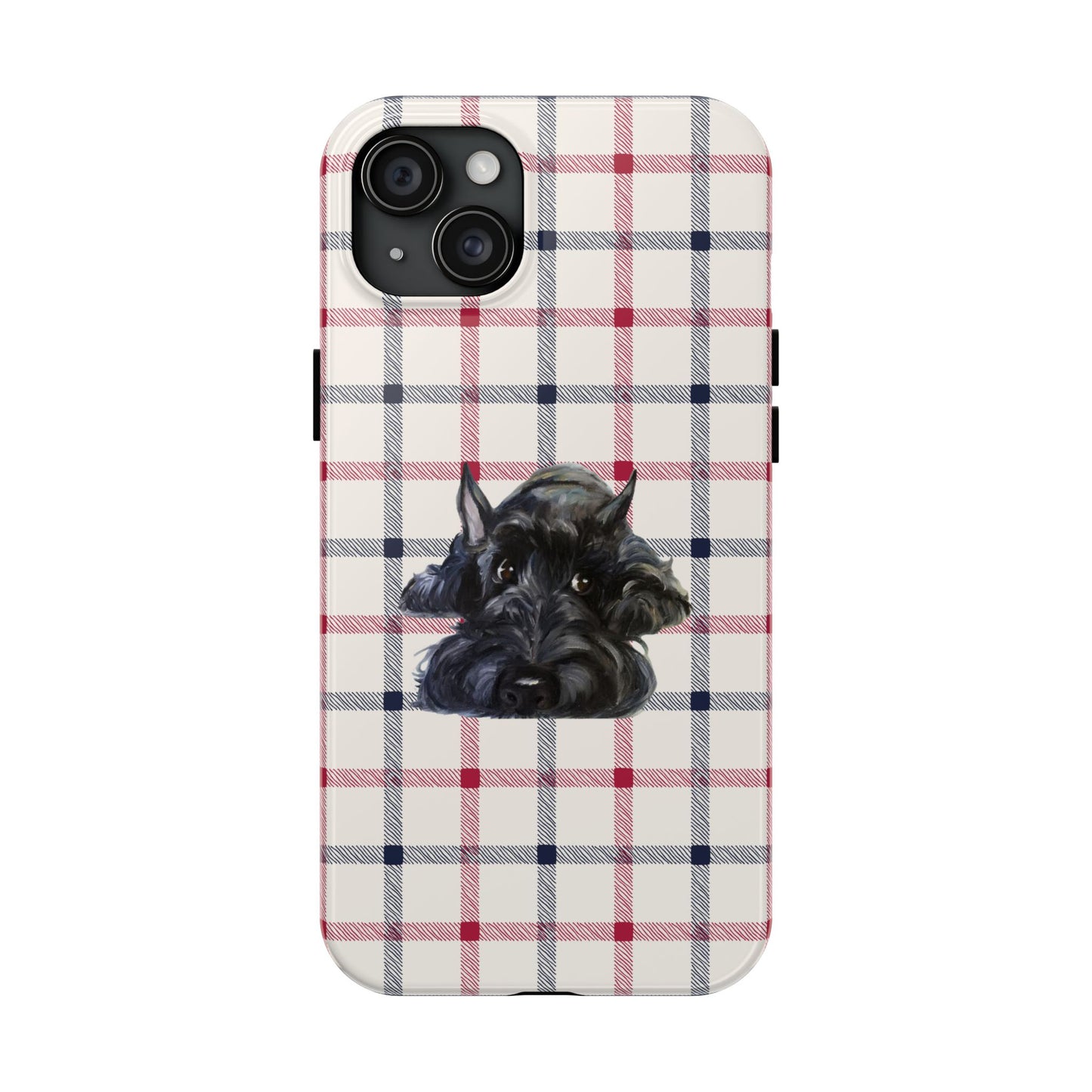 Scottish Terrier Phone Case, Tough Cases, Scottie Dog Phone Cover, Gift for Dog Lovers, Plaid Design