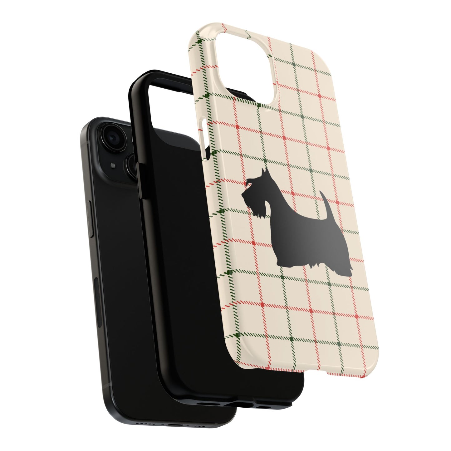 Scottish Terrier Phone Case, Tough Cases, Scottie Dog Phone Cover, Gift for Dog Lovers, Plaid Design