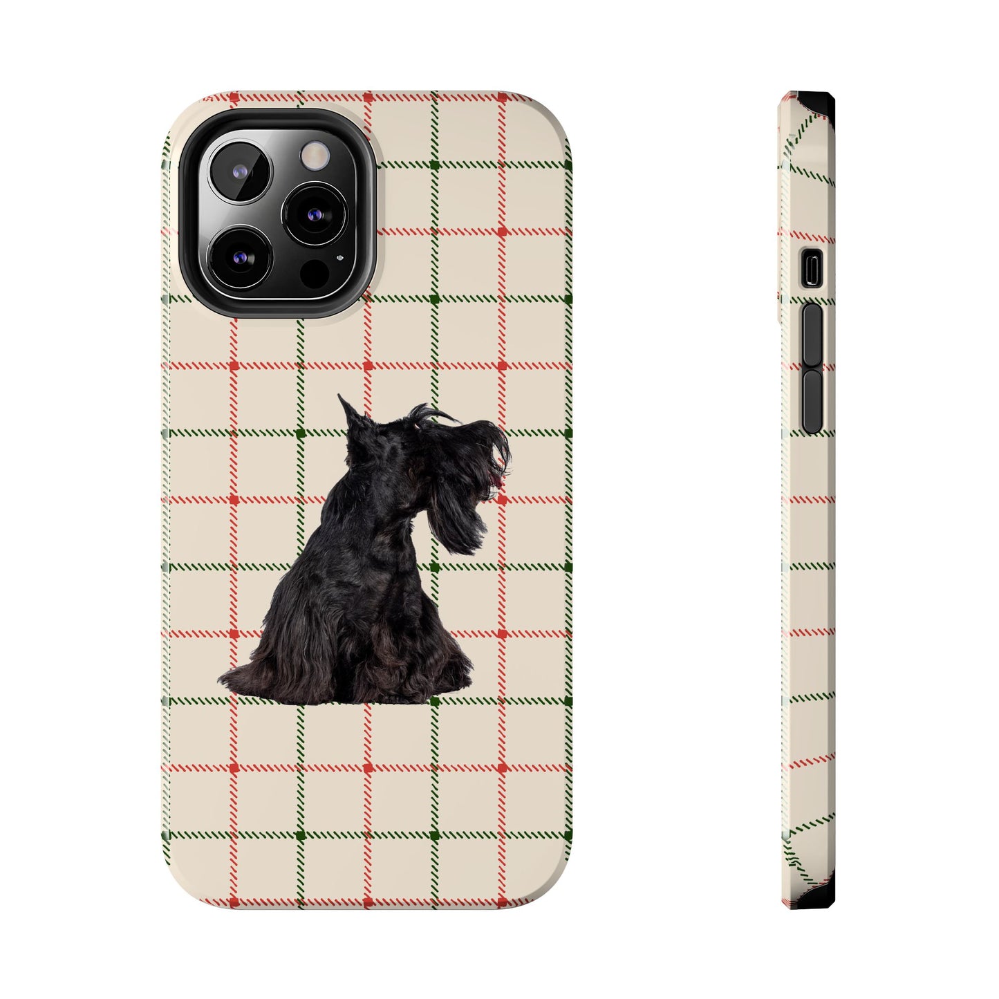 Scottish Terrier Phone Case, Tough Cases, Scottie Dog Phone Cover, Gift for Dog Lovers, Plaid Design