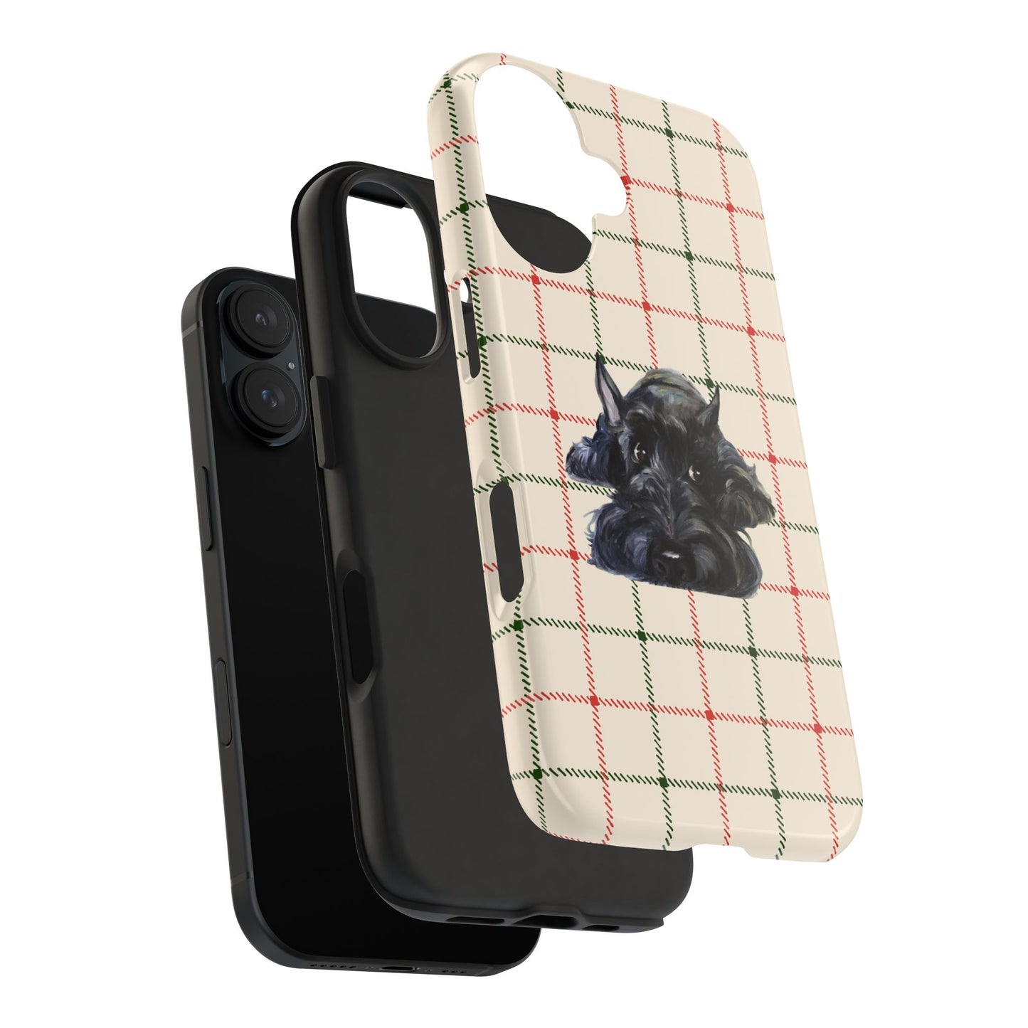 Scottish Terrier Phone Case, Tough Cases, Scottie Dog Phone Cover, Gift for Dog Lovers, Plaid Design