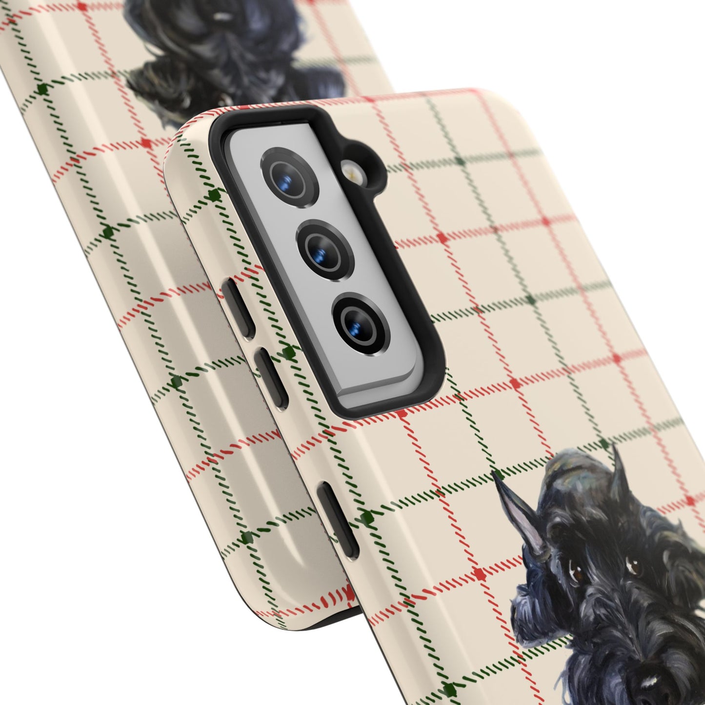 Scottish Terrier Phone Case, Tough Cases, Scottie Dog Phone Cover, Gift for Dog Lovers, Plaid Design