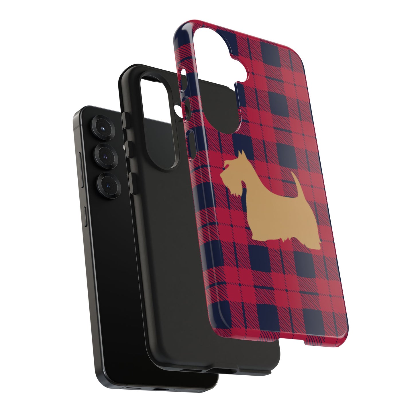 Scottish Terrier Phone Case, Tough Cases, Scottie Dog Phone Cover, Gift for Dog Lovers, Plaid Design