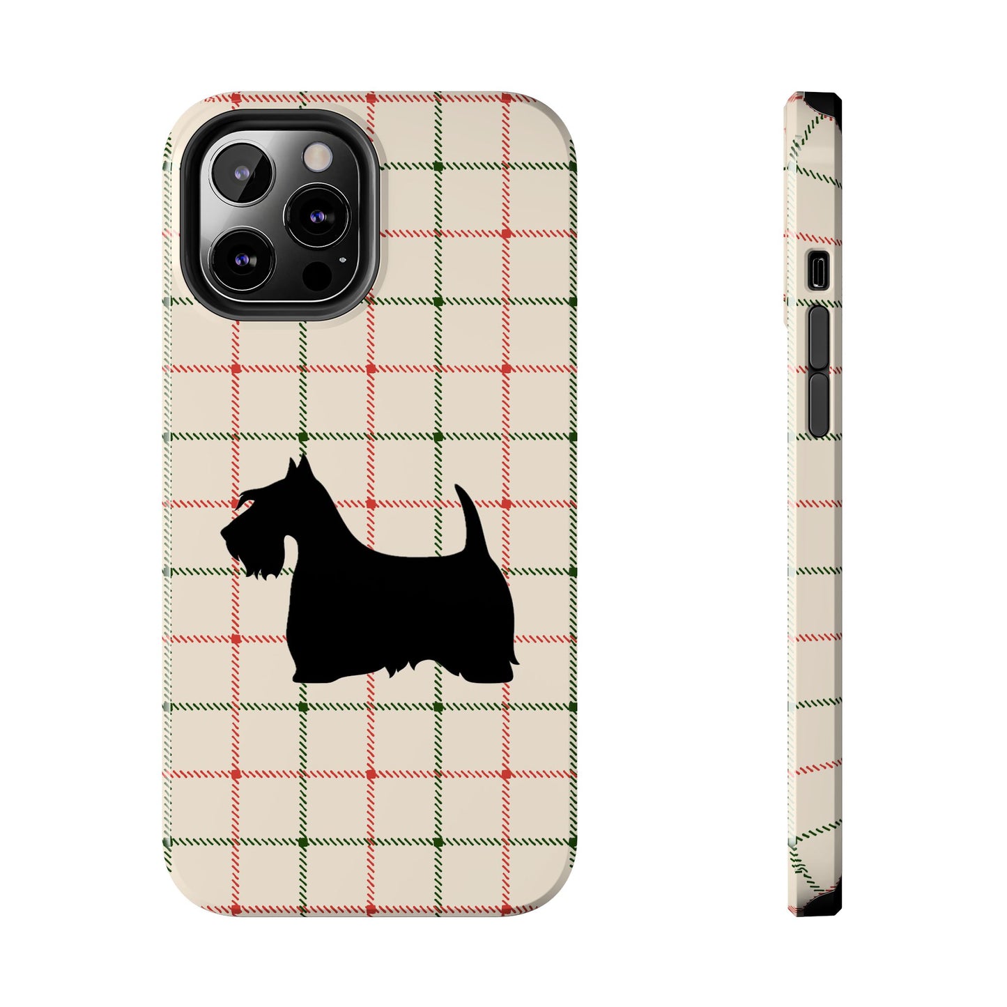 Scottish Terrier Phone Case, Tough Cases, Scottie Dog Phone Cover, Gift for Dog Lovers, Plaid Design