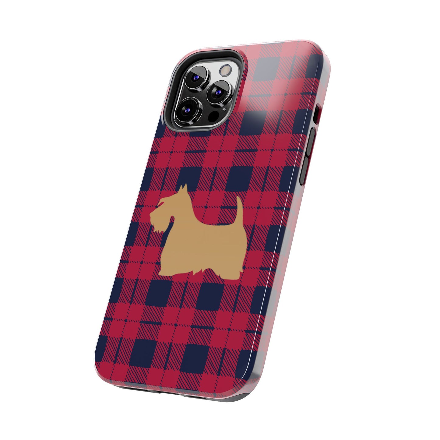 Scottish Terrier Phone Case, Tough Cases, Scottie Dog Phone Cover, Gift for Dog Lovers, Plaid Design