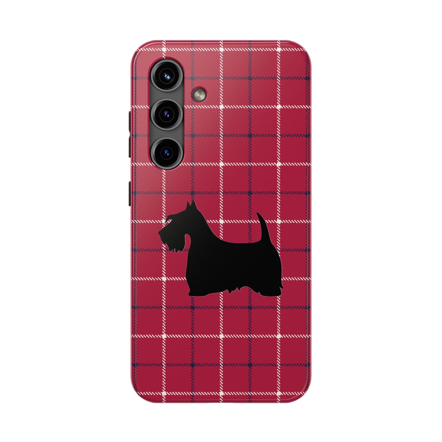 Scottish Terrier Phone Case, Tough Cases, Scottie Dog Phone Cover, Gift for Dog Lovers, Plaid Design
