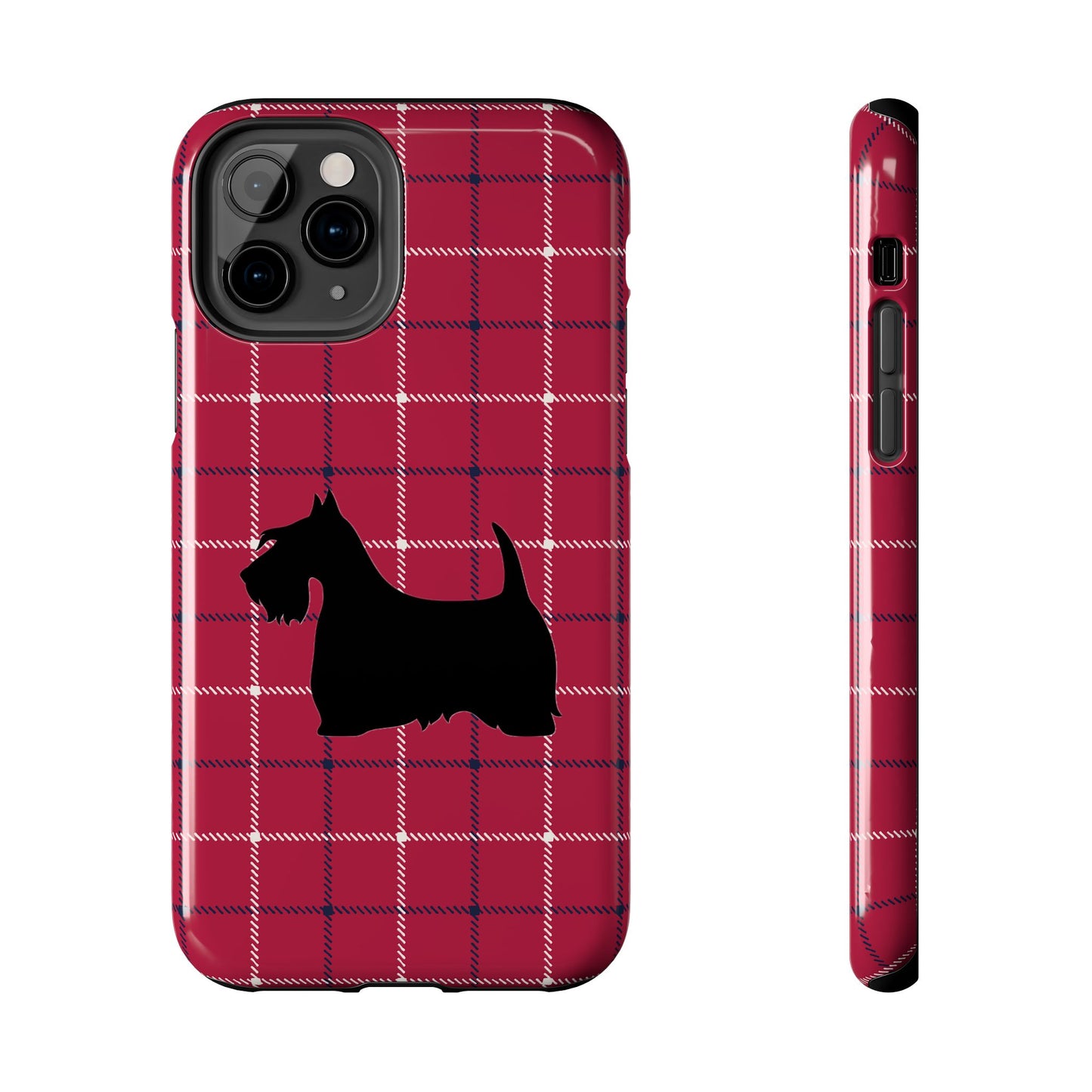 Scottish Terrier Phone Case, Tough Cases, Scottie Dog Phone Cover, Gift for Dog Lovers, Plaid Design