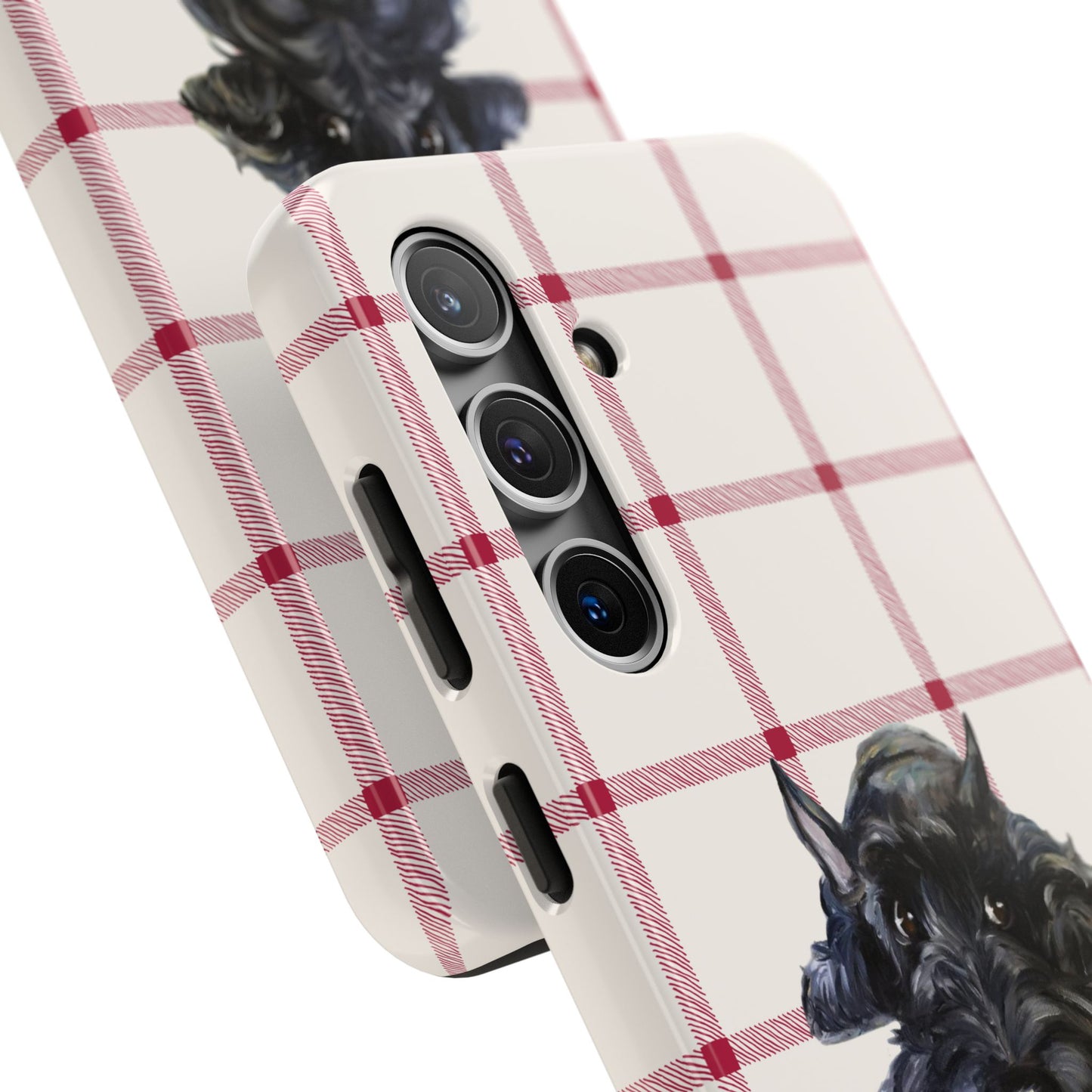 Scottish Terrier Phone Case, Tough Cases, Scottie Dog Phone Cover, Gift for Dog Lovers, Plaid Design