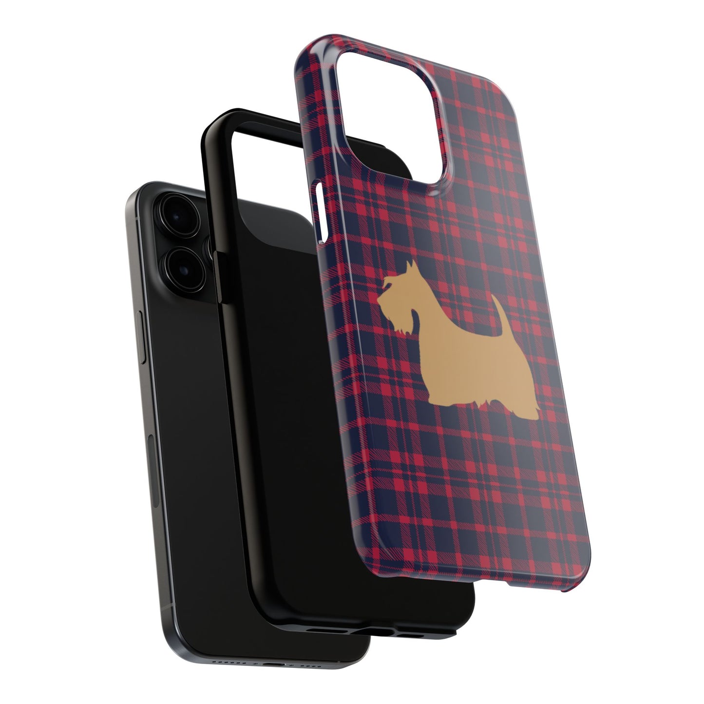 Scottish Terrier Phone Case, Tough Cases, Scottie Dog Phone Cover, Gift for Dog Lovers, Plaid Design