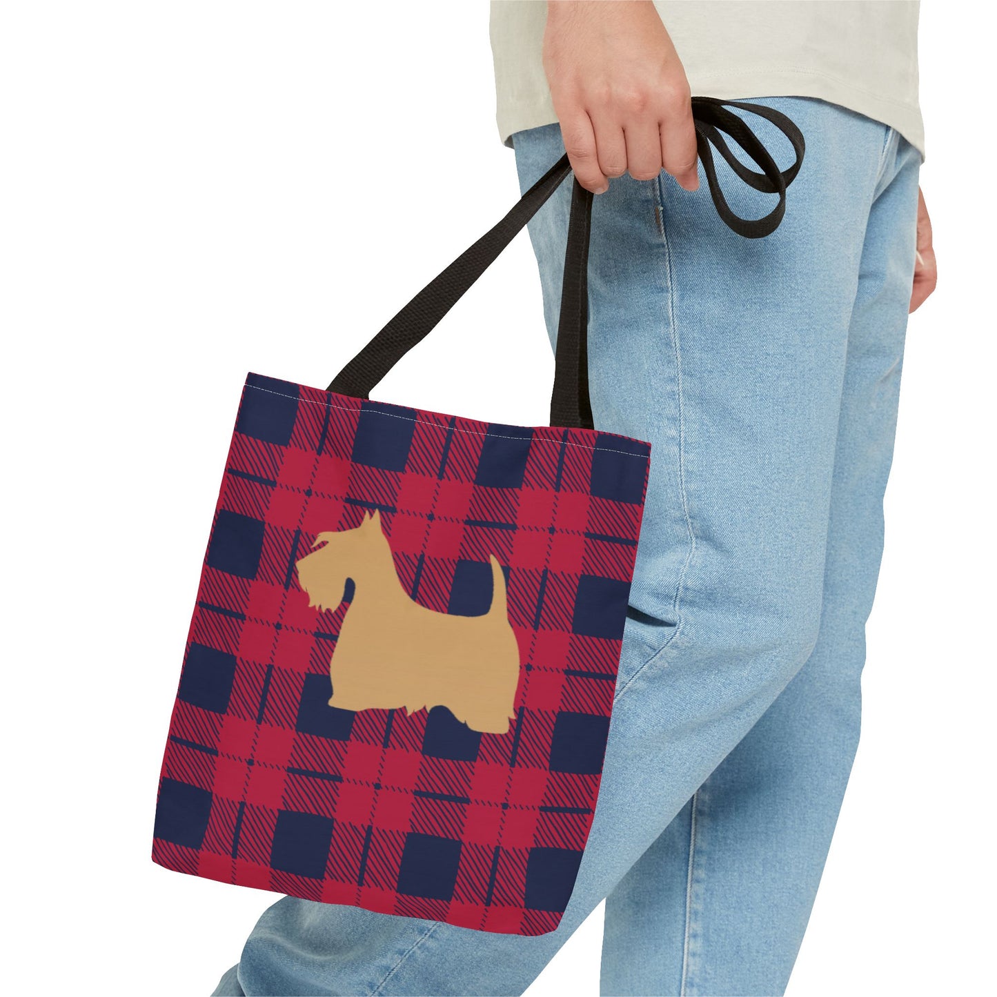 Plaid Scottish Terrier Tote Bag, Stylish Carryall for Pet Lovers, Perfect for Shopping, Beach Days, Teachers, Gifts, All-Occasion Bag