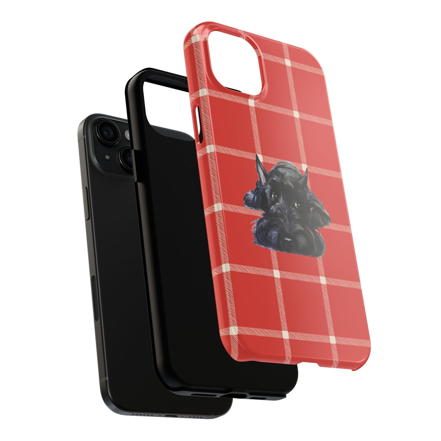 Scottish Terrier Phone Case, Tough Cases, Scottie Dog Phone Cover, Gift for Dog Lovers, Plaid Design