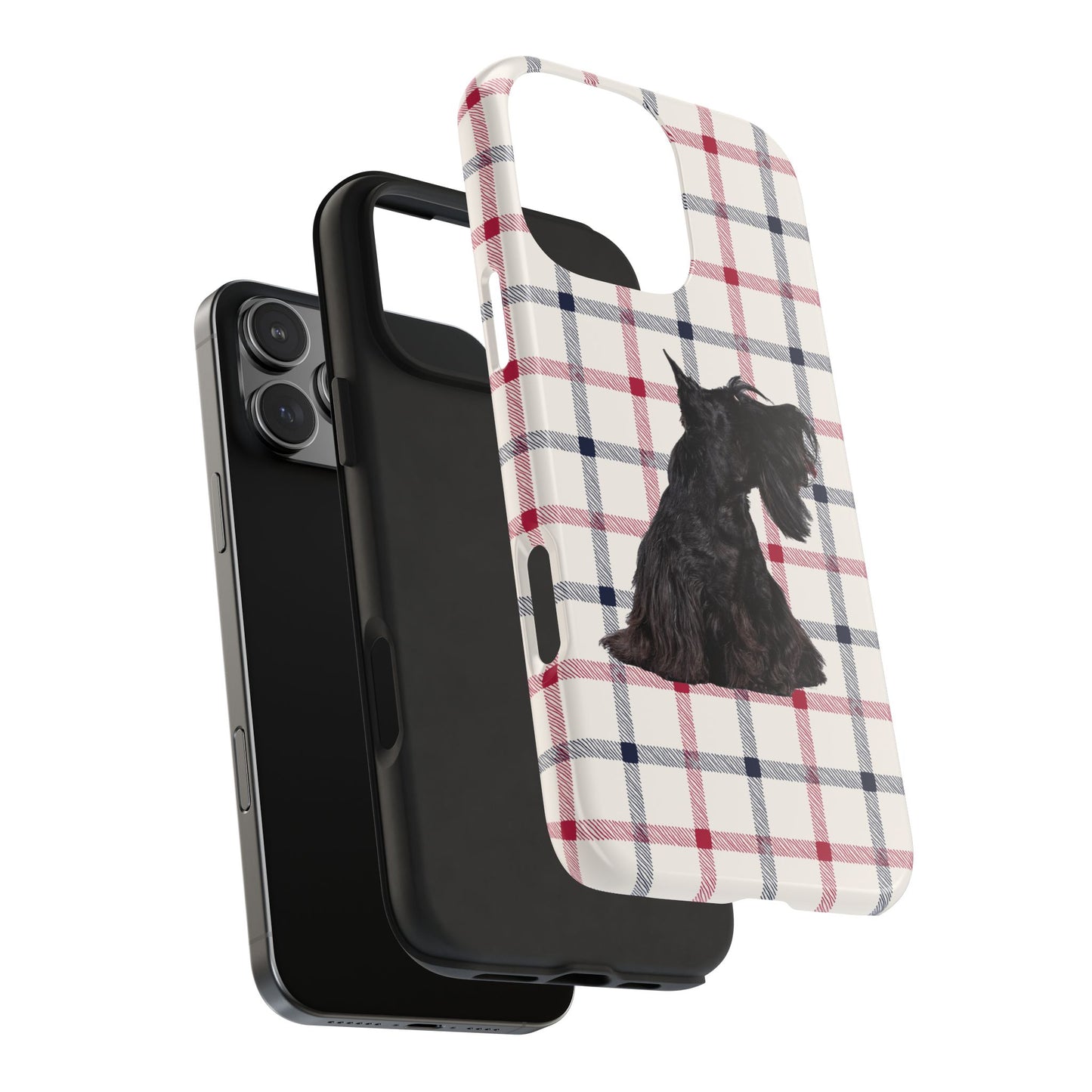 Scottish Terrier Phone Case, Tough Cases, Scottie Dog Phone Cover, Gift for Dog Lovers, Plaid Design