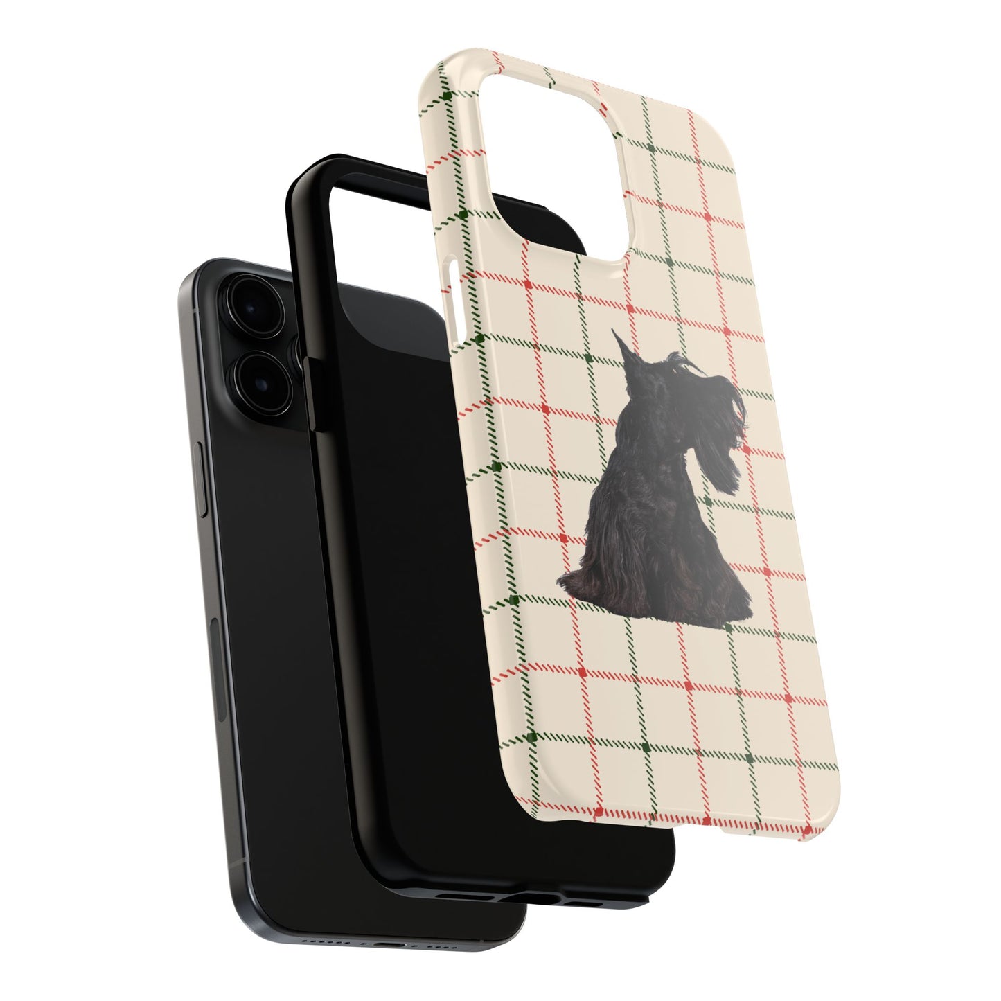 Scottish Terrier Phone Case, Tough Cases, Scottie Dog Phone Cover, Gift for Dog Lovers, Plaid Design