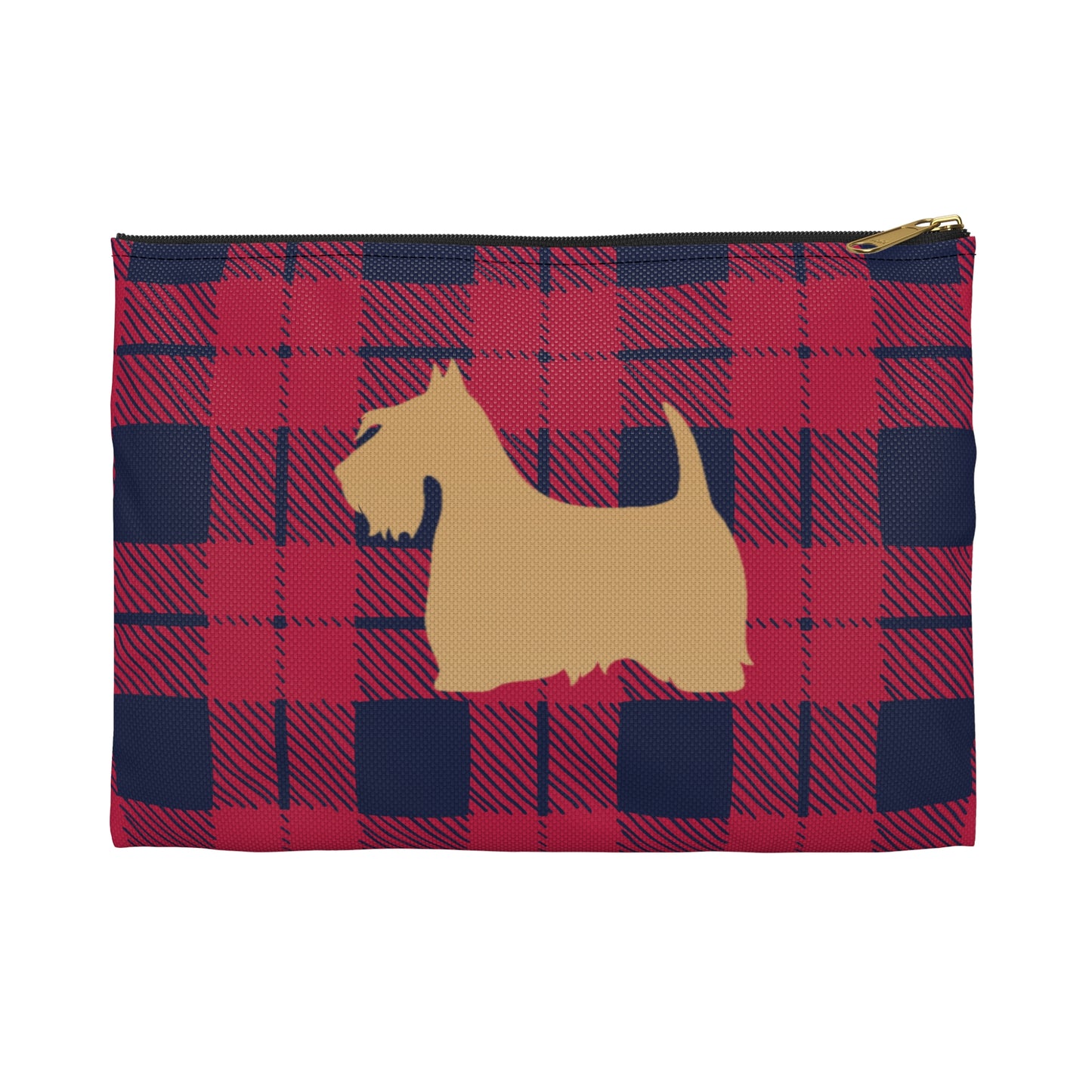 Scottish Terrier Accessory Pouch, Pet Lover Gift, Dog Travel Bag, Stylish Makeup Case, Plaid Organizer